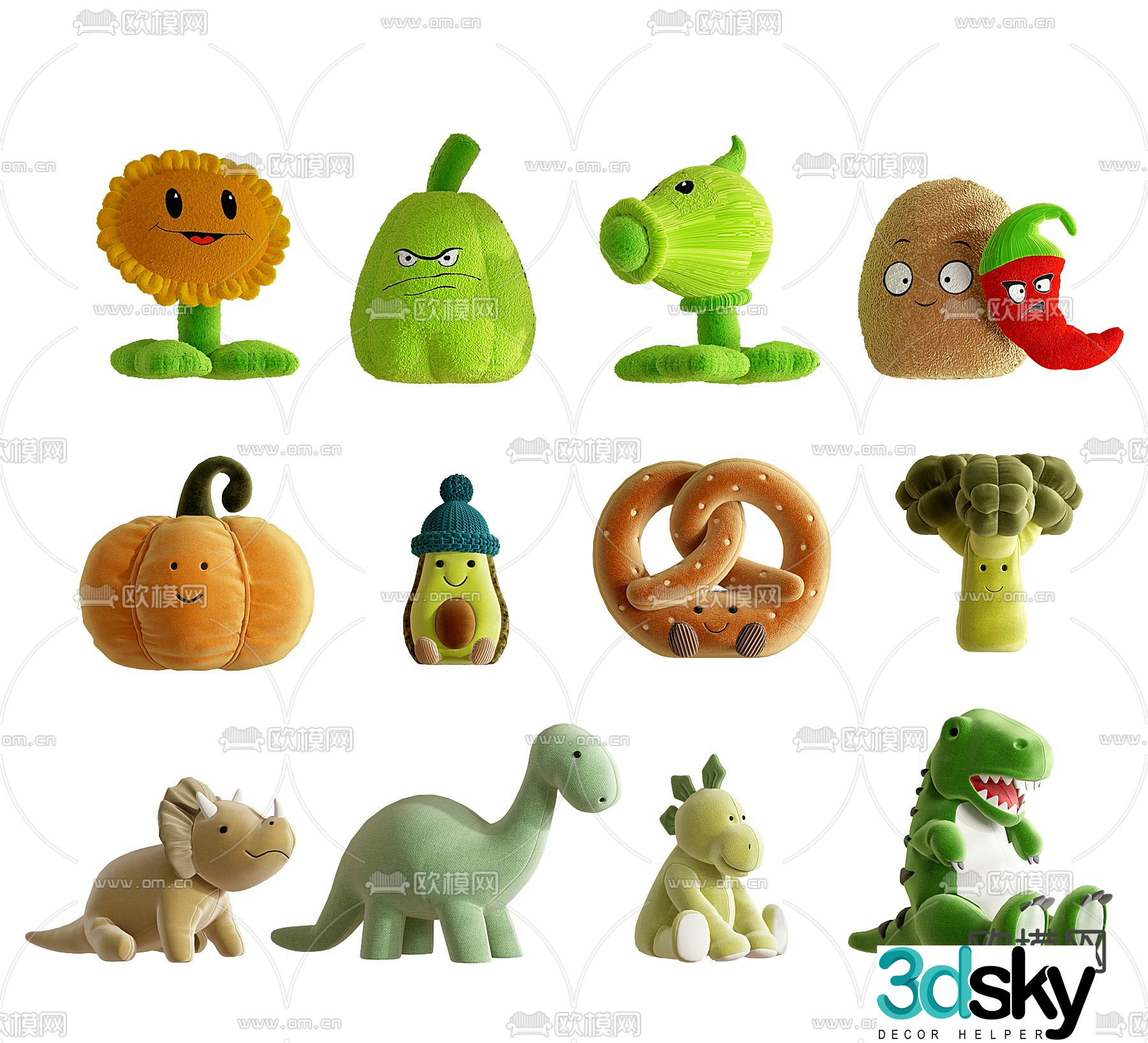 Plush toys plants vs zombies doll 3d model