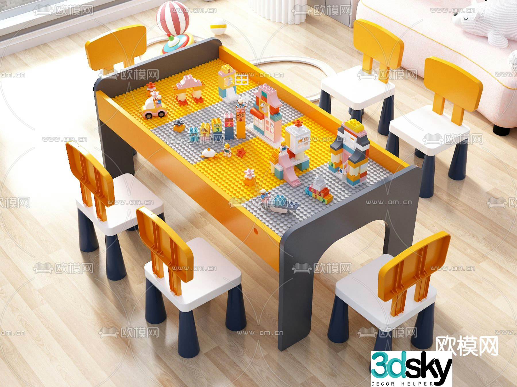 Children’s table building block table 3d model