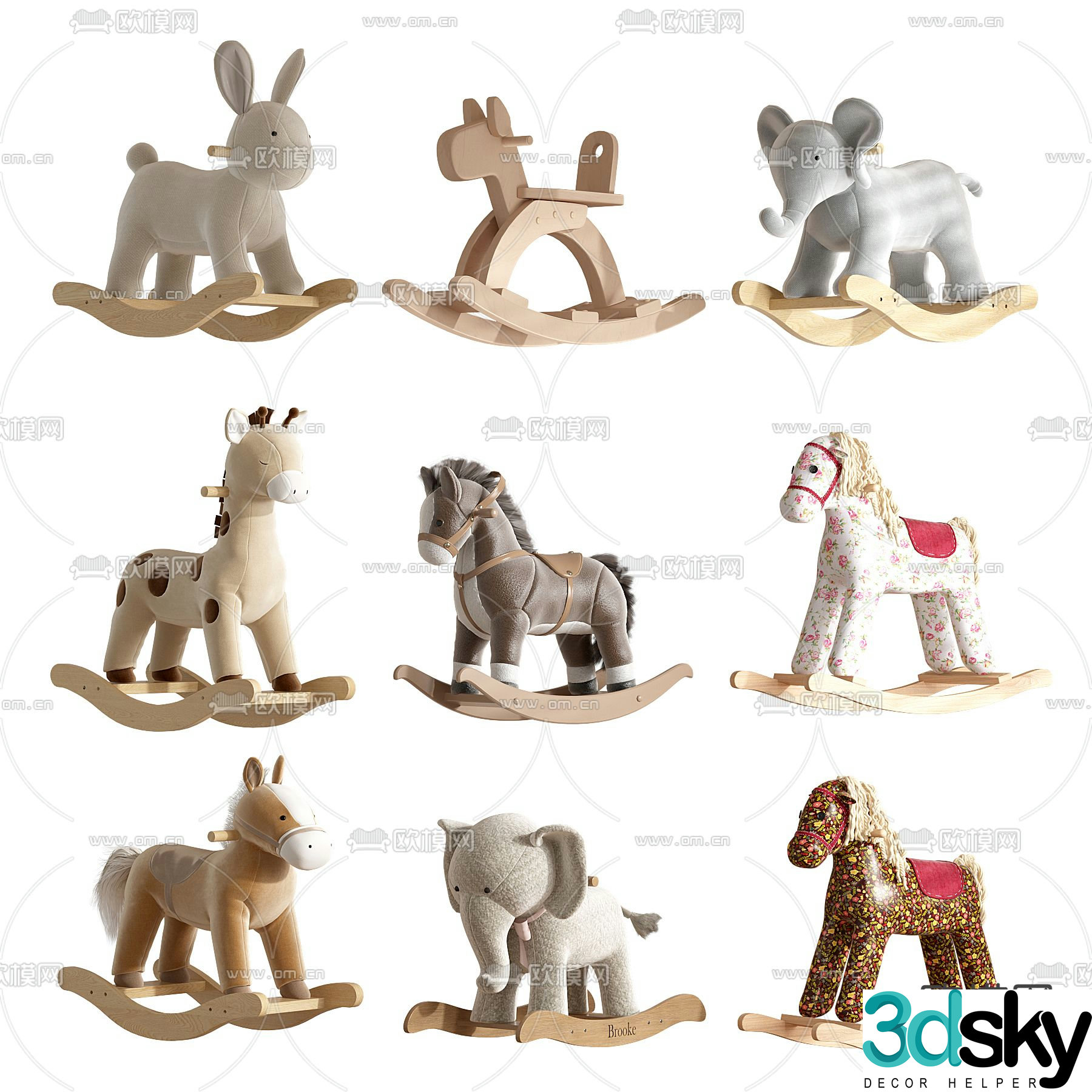 Children’s rocking chair Trojan horse 3d model