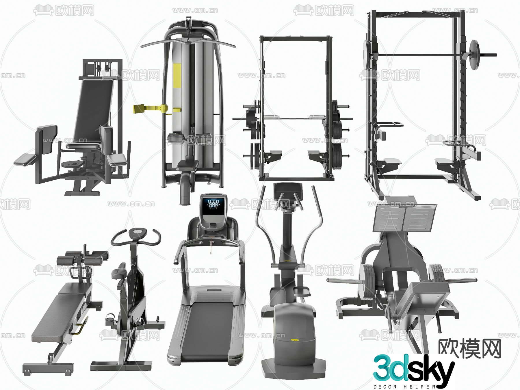 Treadmill fitness equipment 3d model