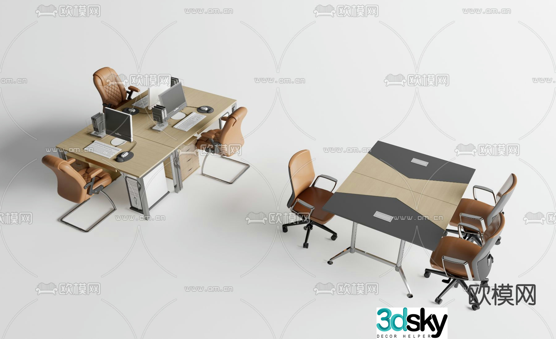 Card space desk workstation 3D model