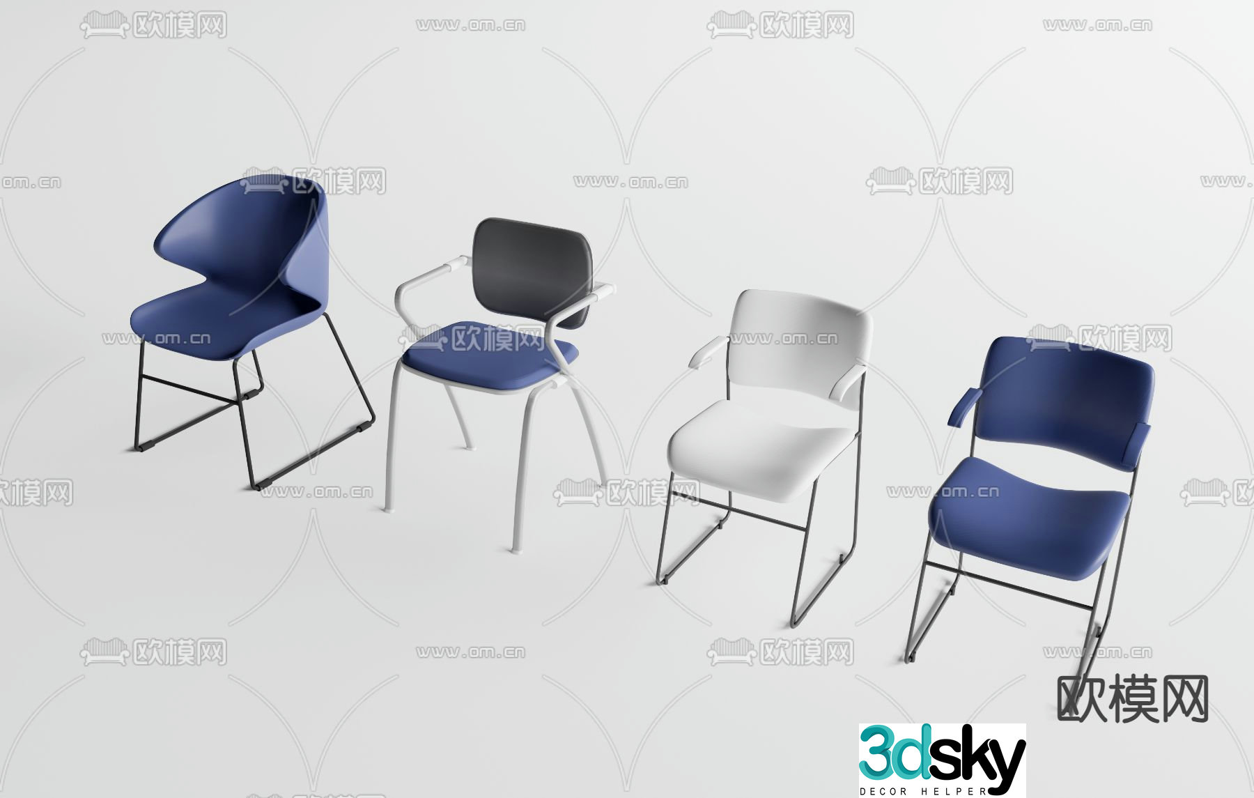 Office chair training chair conference chair class chair 3d model