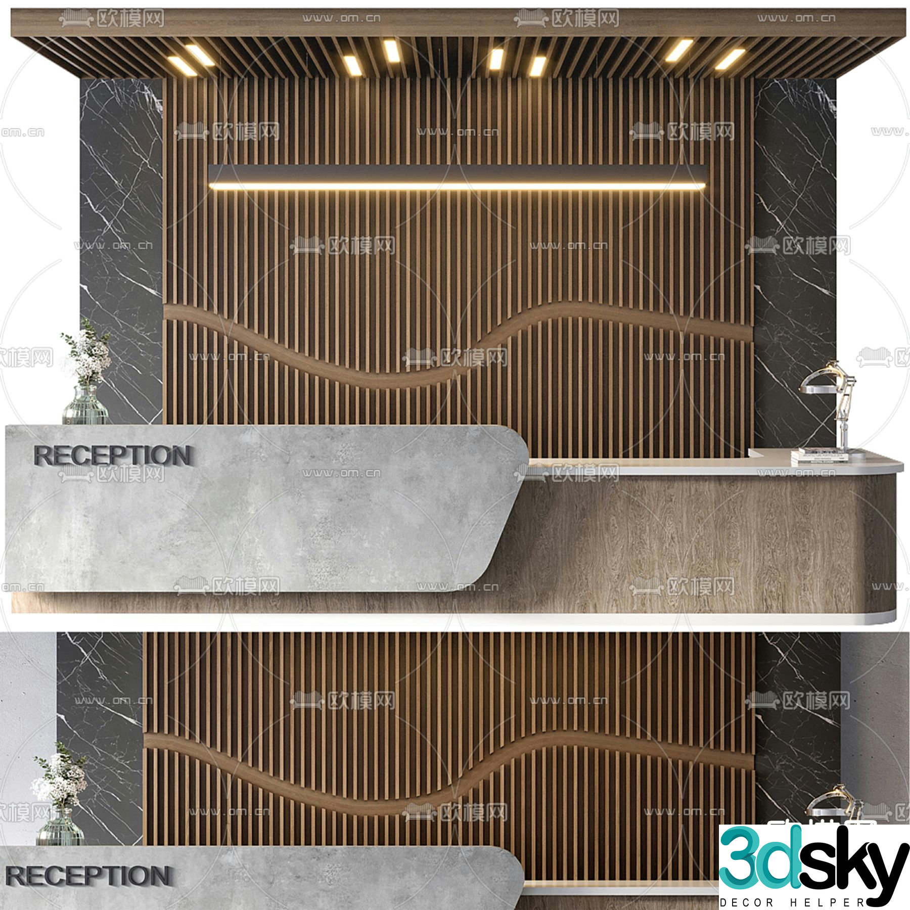 Front desk reception desk service desk 3d model