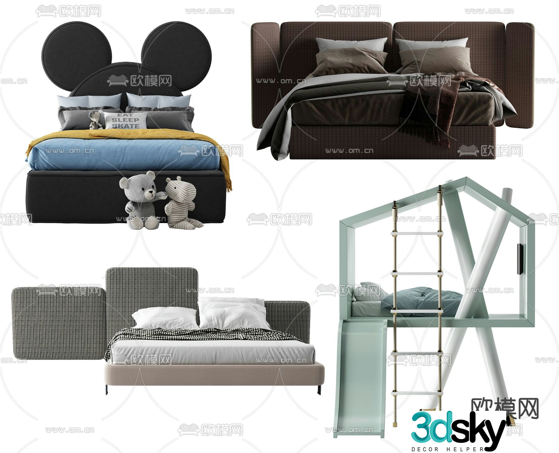 Cartoon children’s bed 3d model