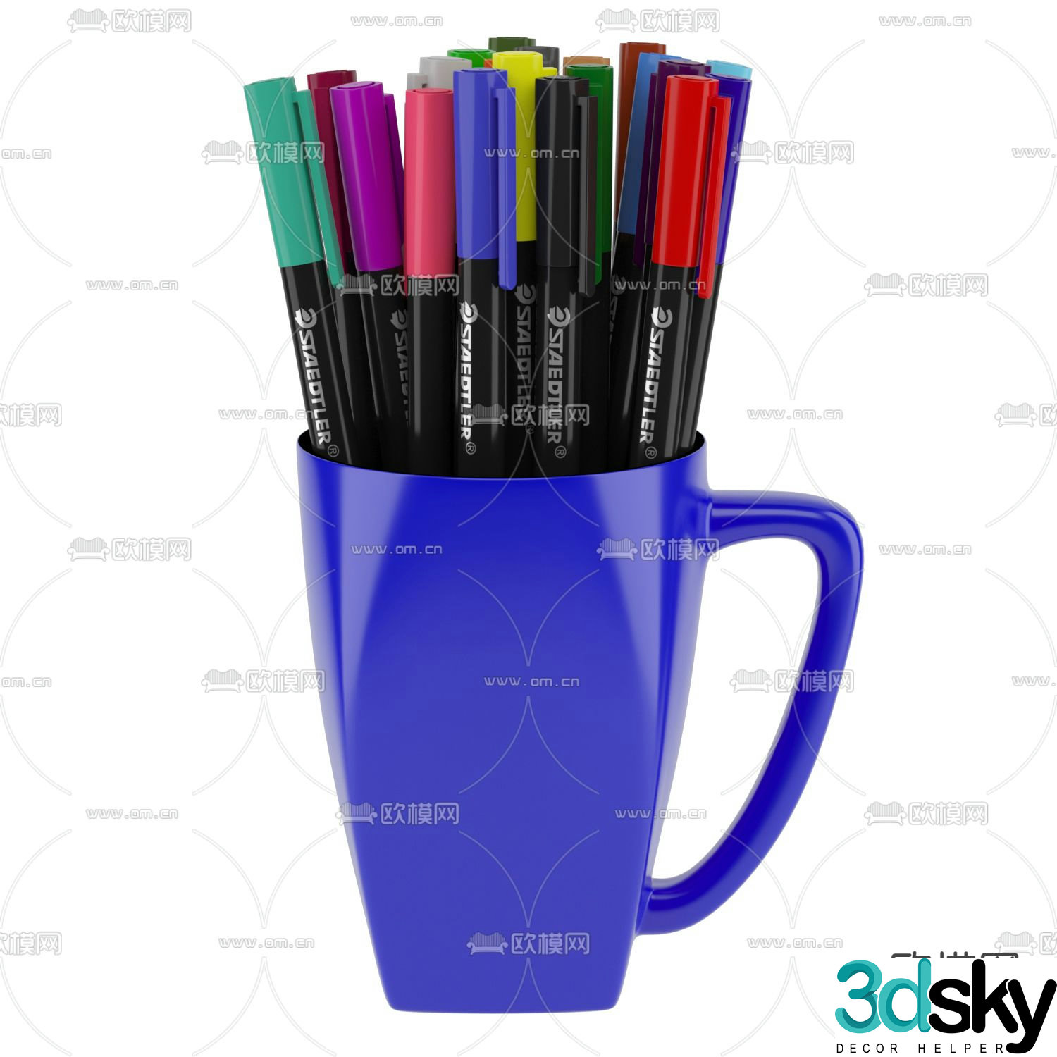 Watercolor pen marker pen holder 3d model