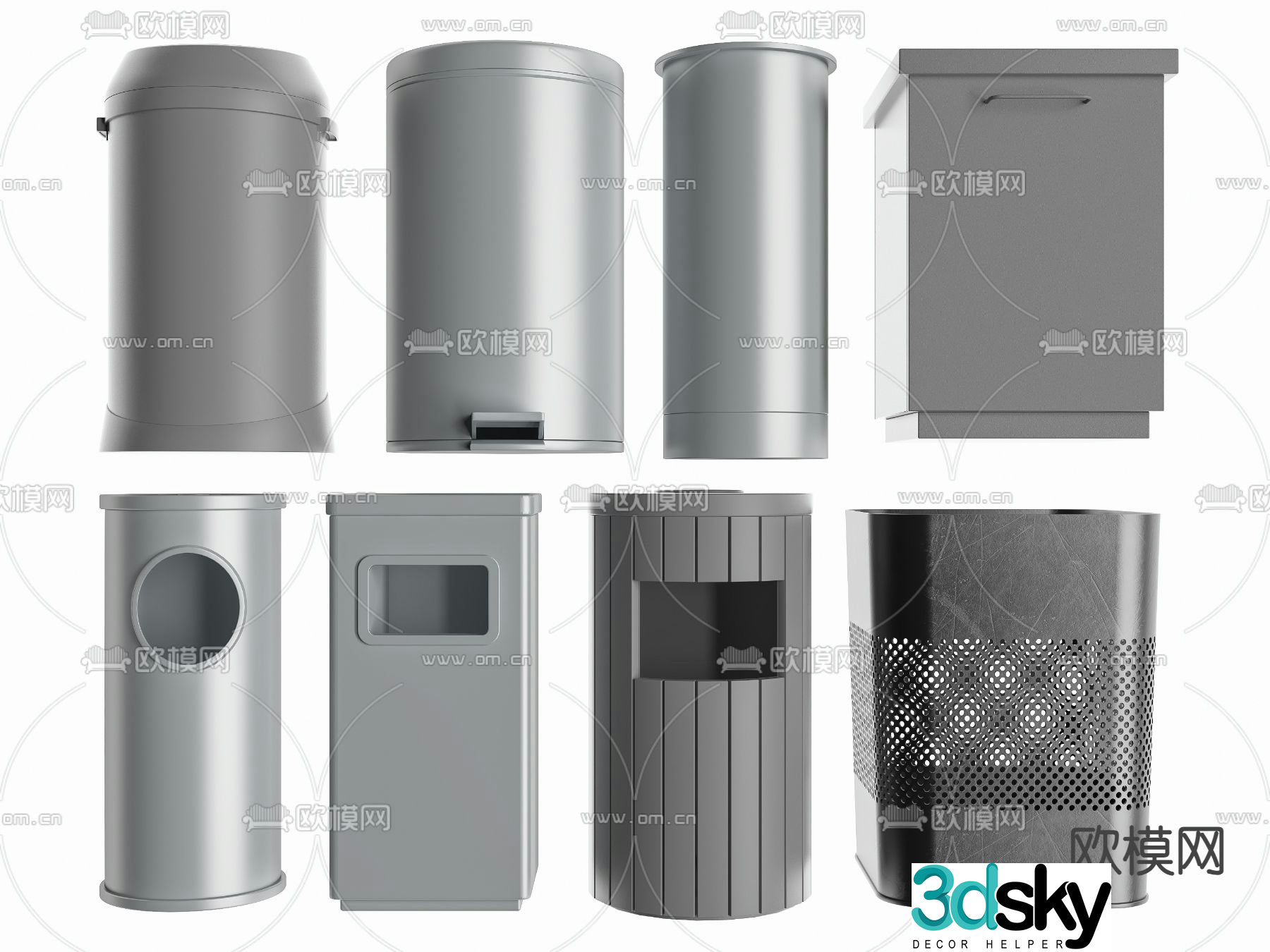 Public trash can trash can 3d model