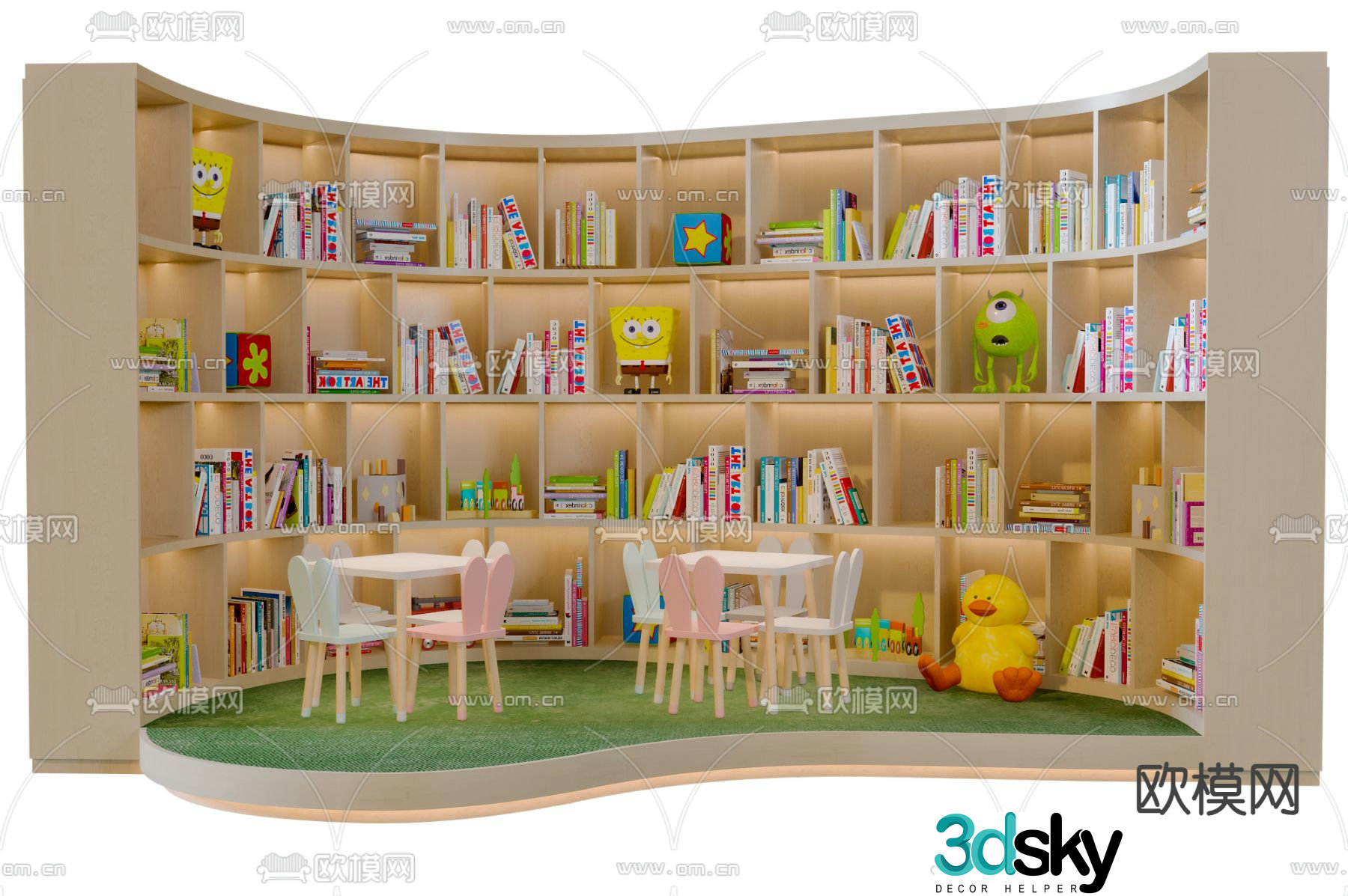 Children’s tables and chairs Children’s bookcase 3d model