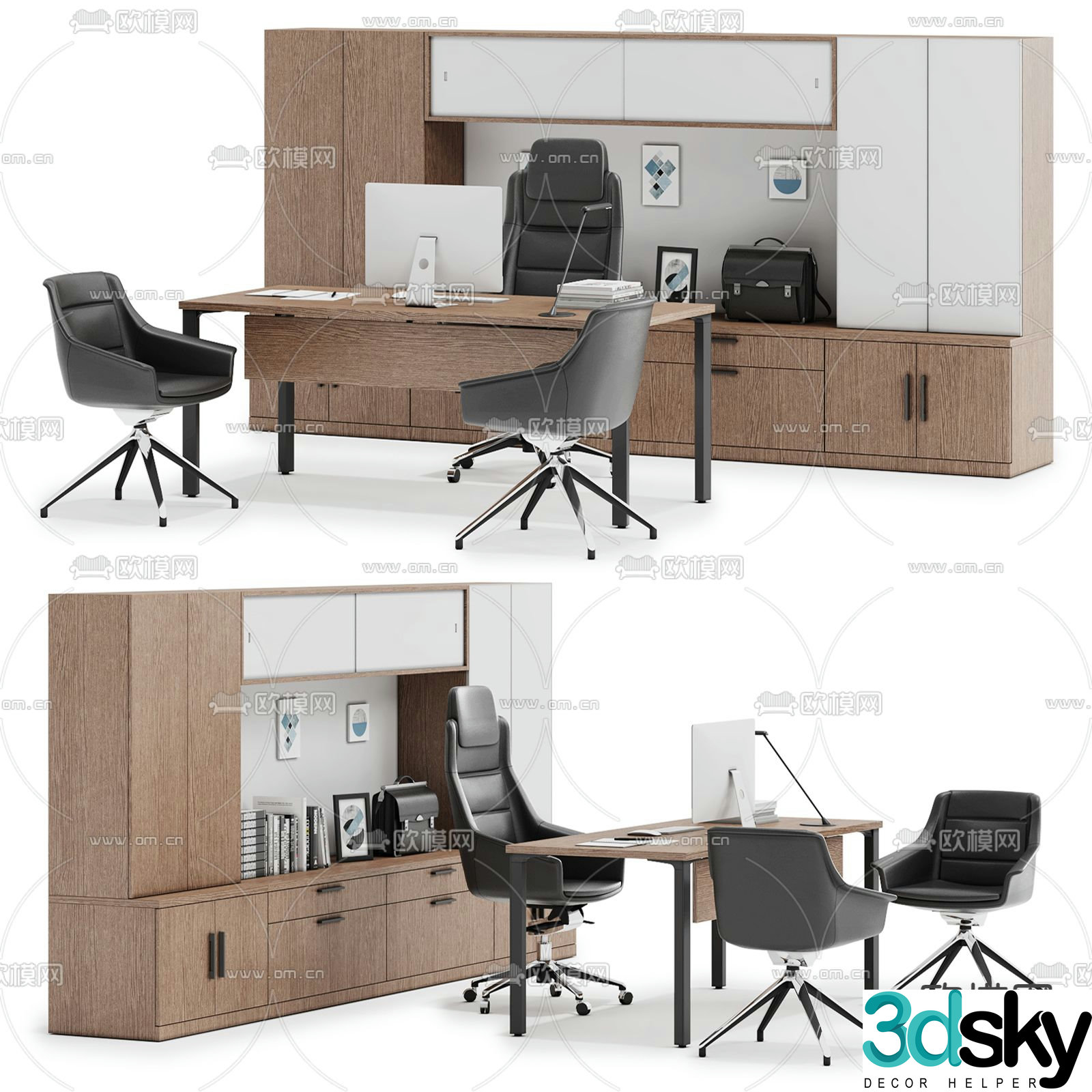Desk desk file cabinet 3d model