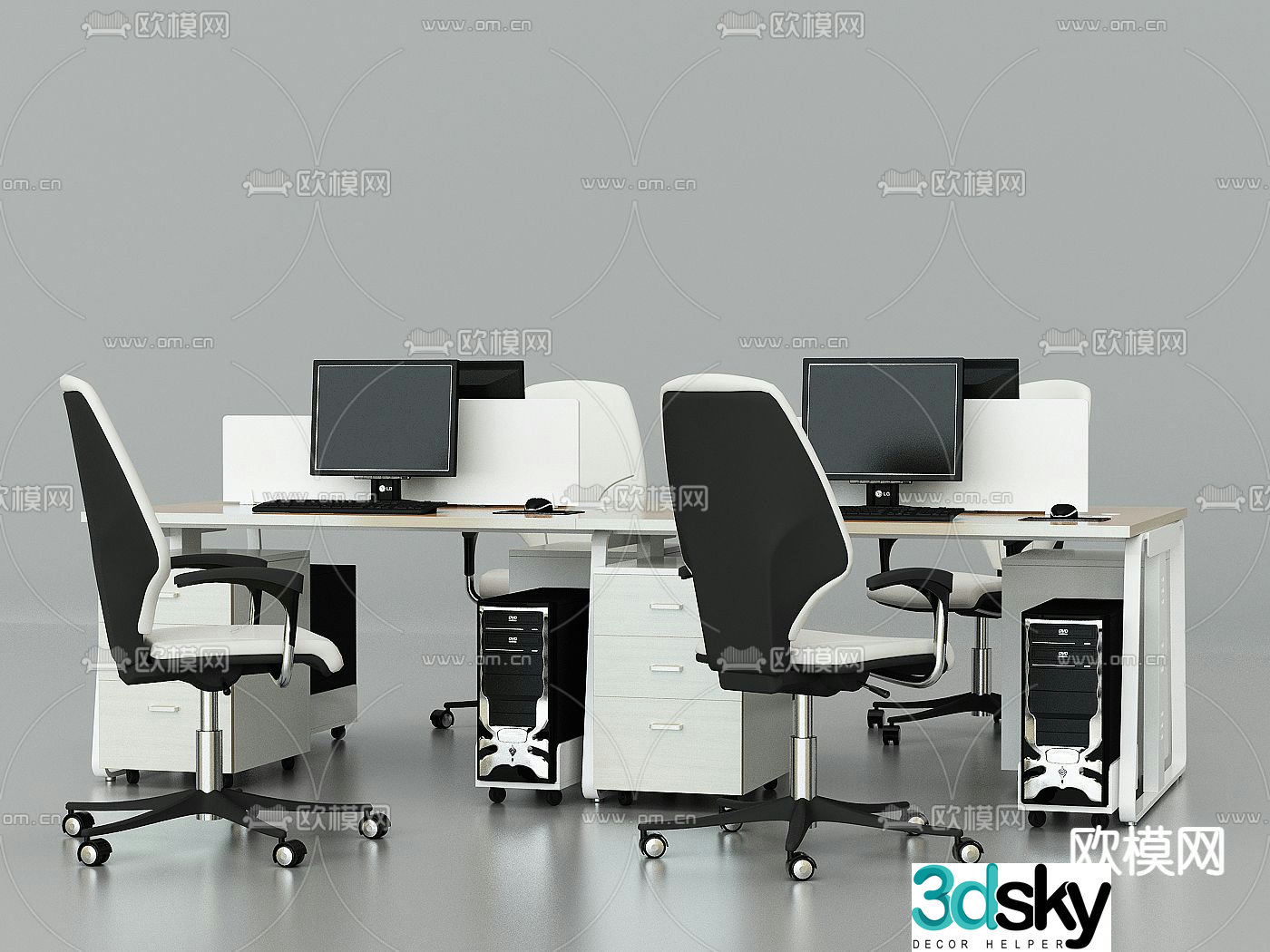 Card space desk workstation 3D model