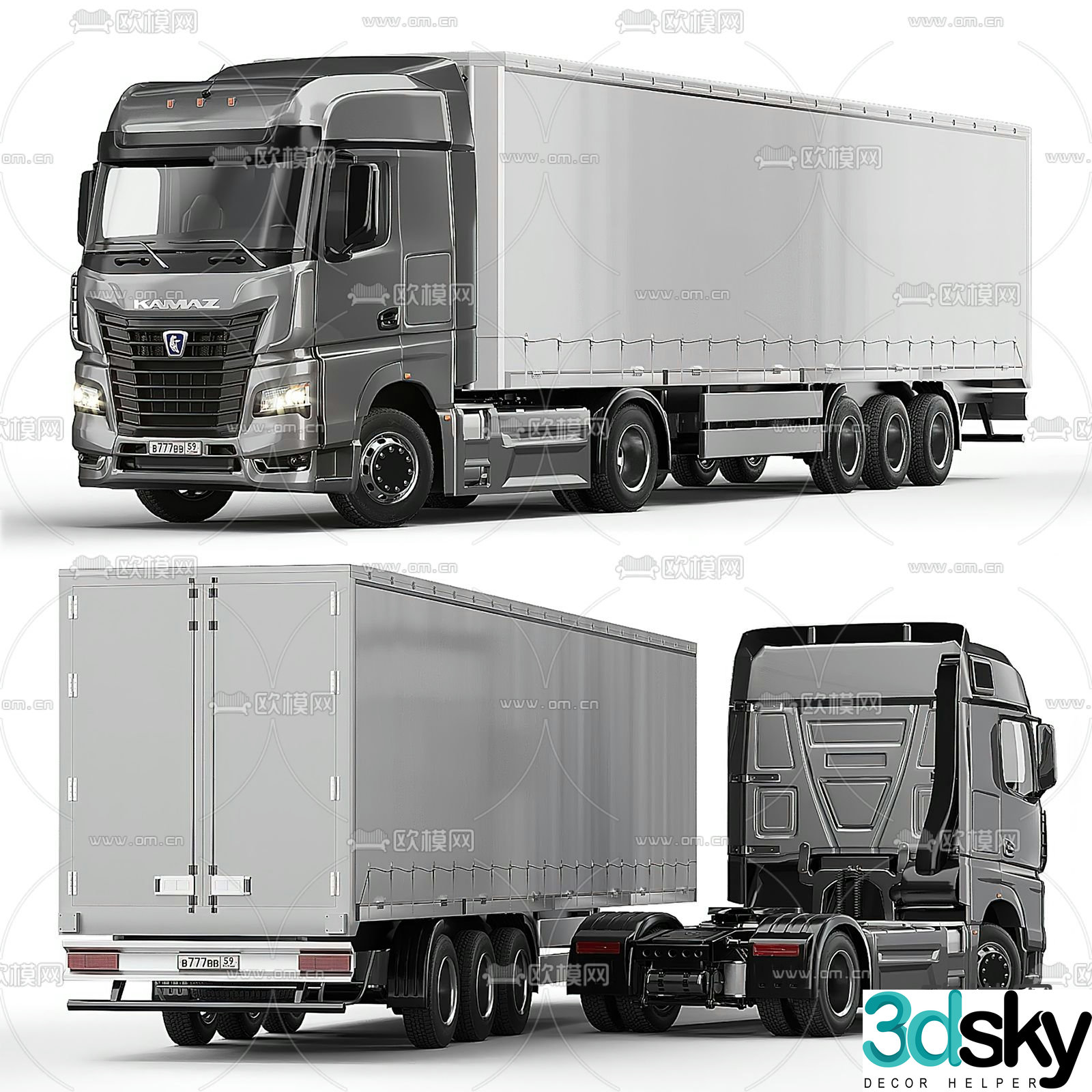 Truck Trailer Container Truck Transporter 3d model