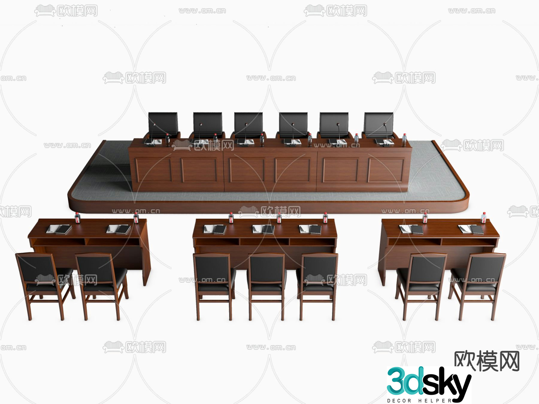 Podium conference table and chairs 3d model