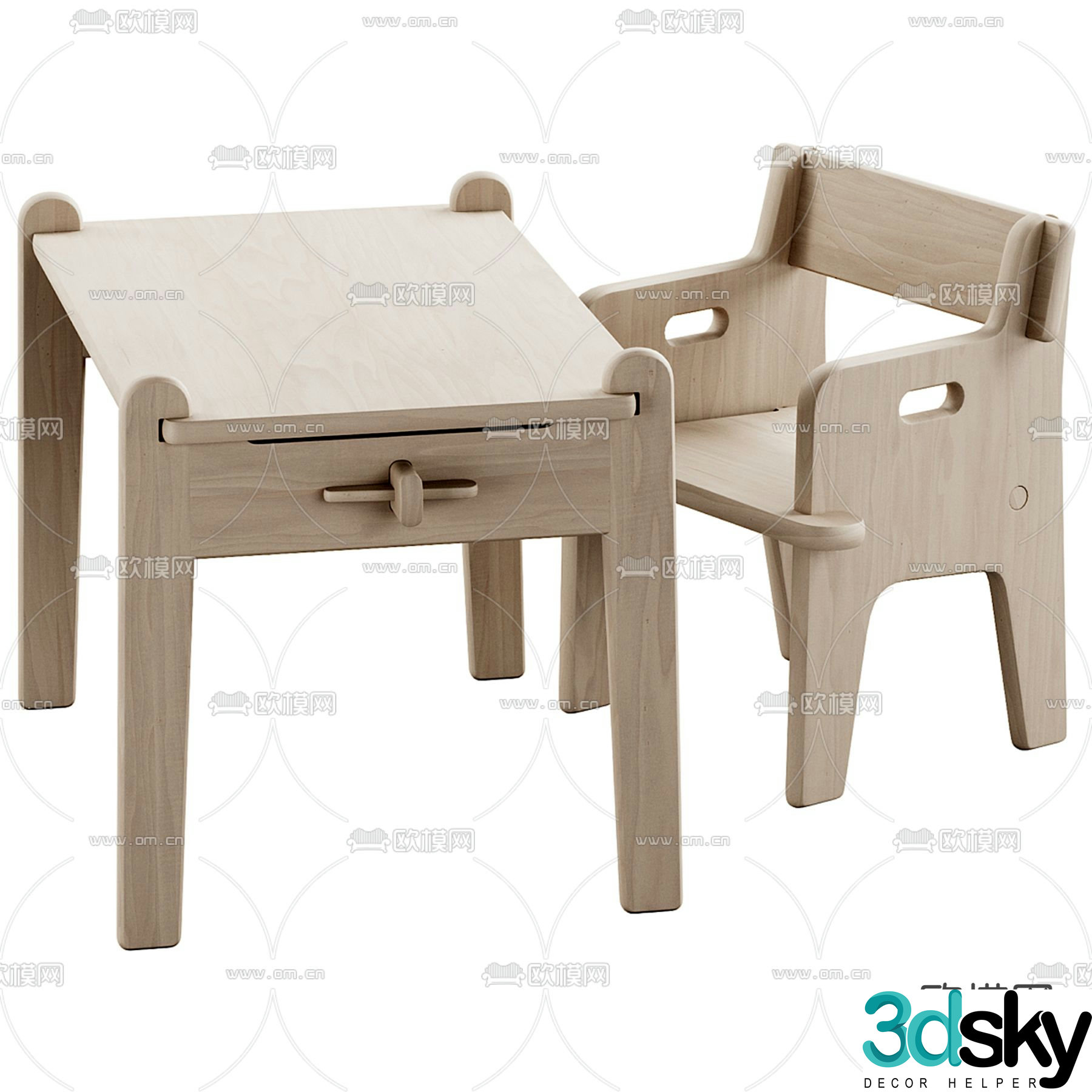 Children’s tables and chairs cartoon tables and chairs 3d model