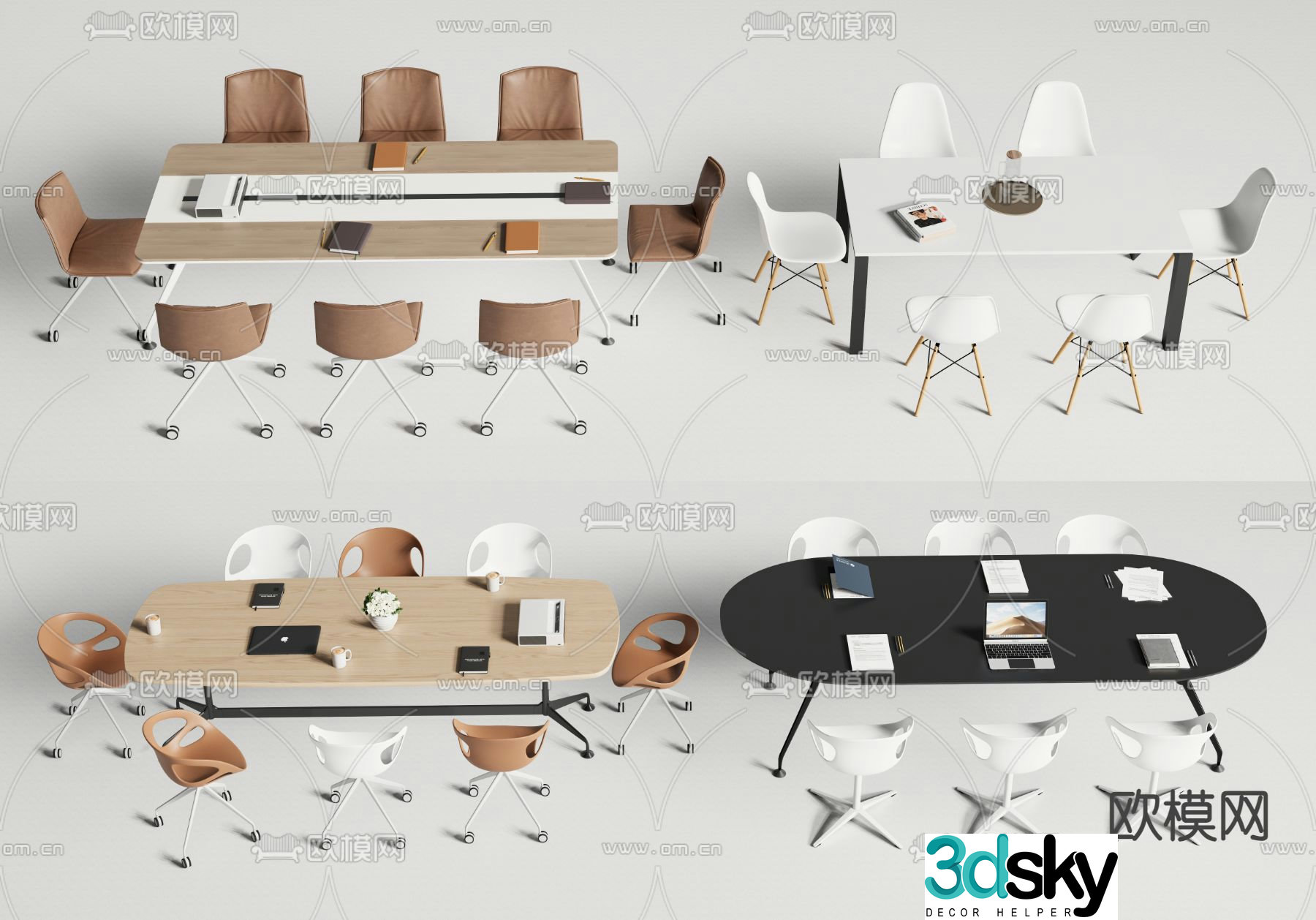 Conference tables and chairs conference table 3d model