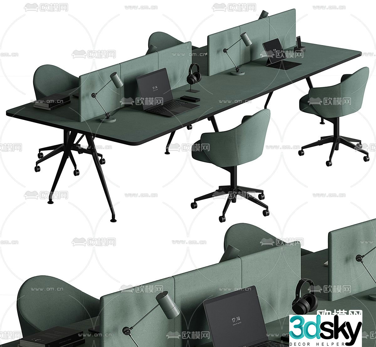 Office desk chair work station card space 3D model