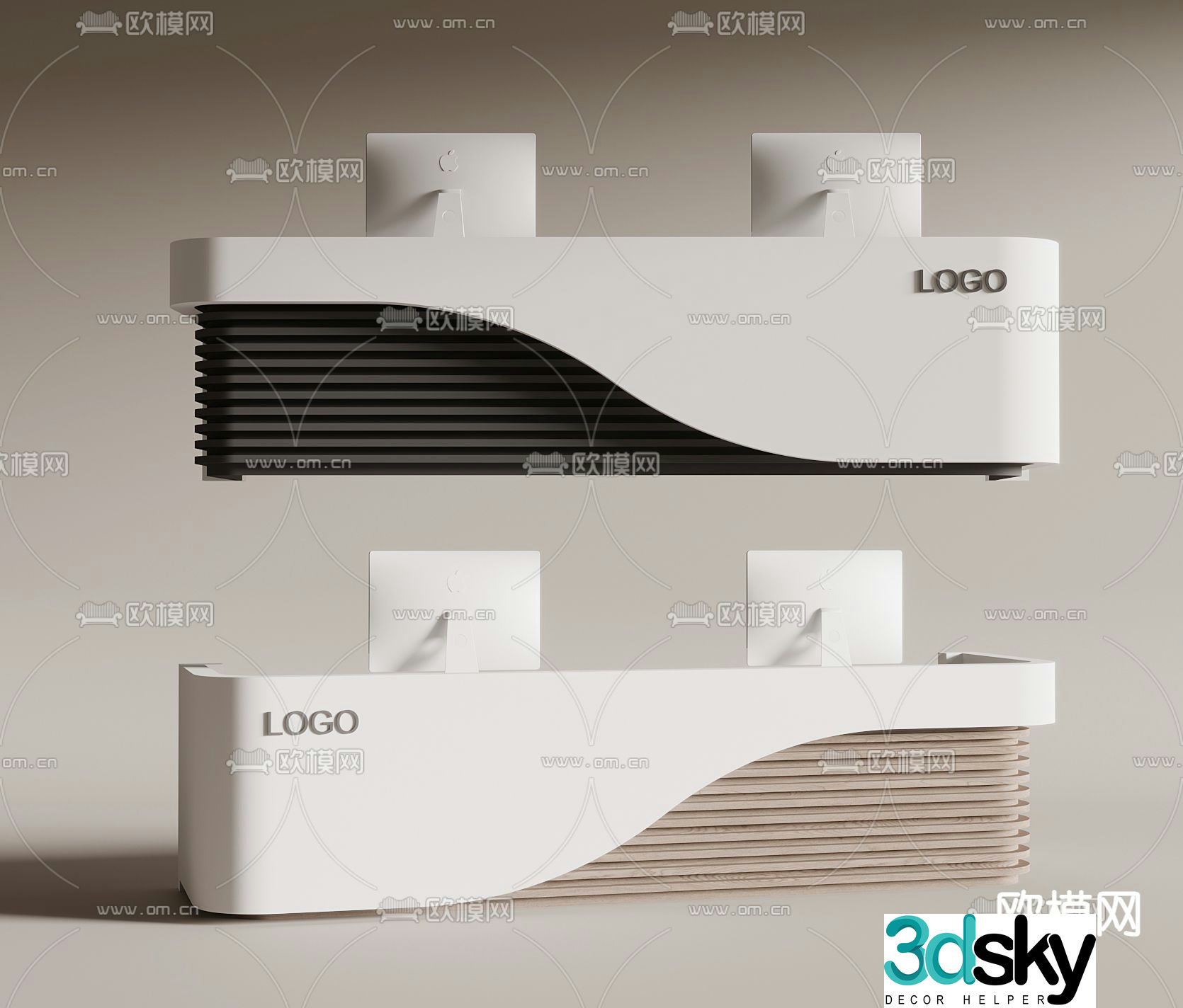 Front desk reception desk service desk 3d model