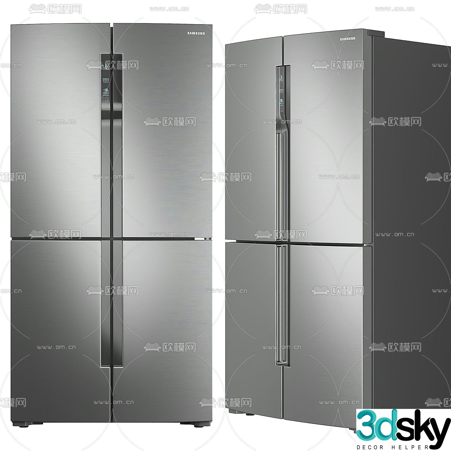 Double door refrigerator freezer 3d model