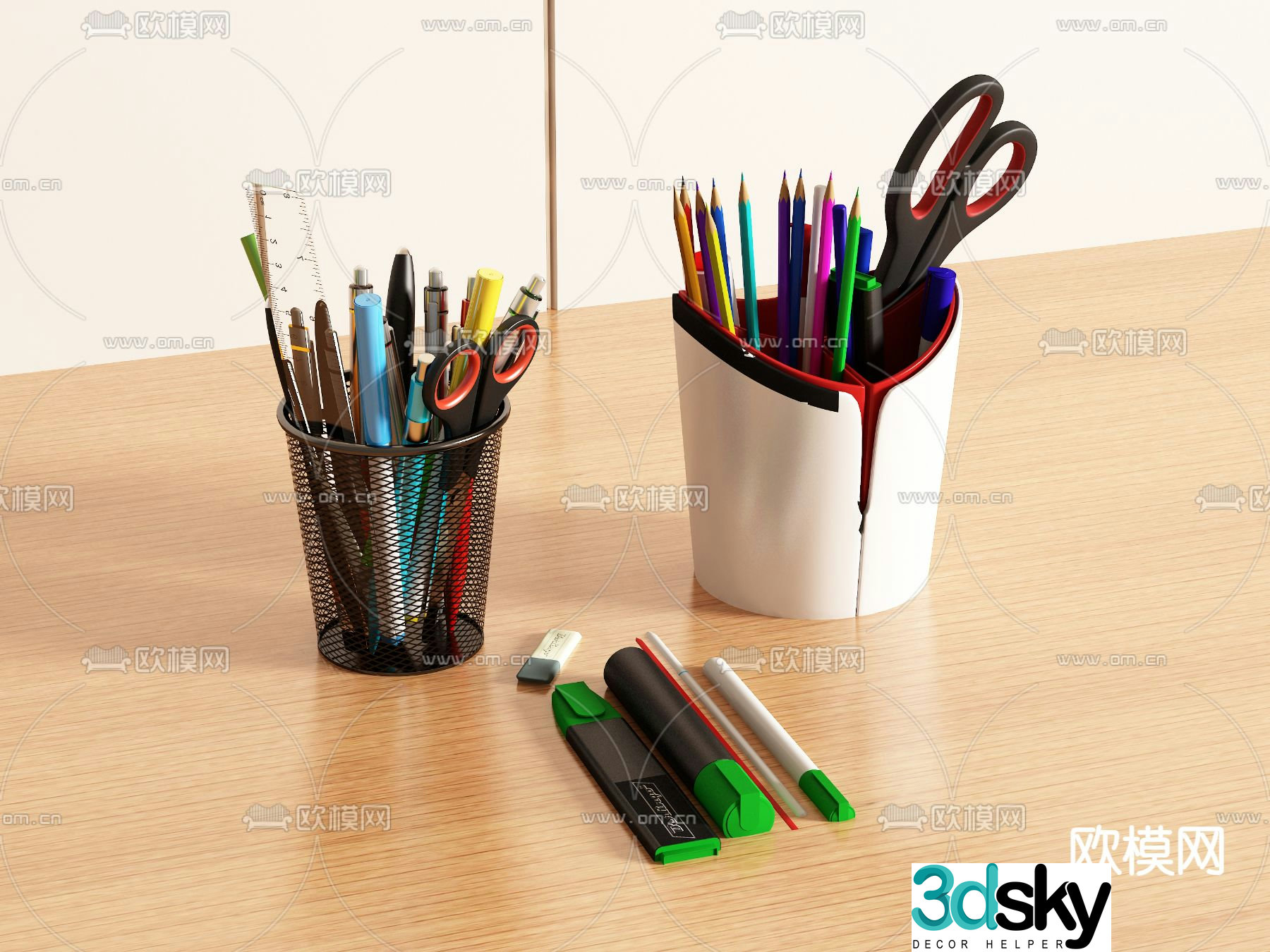 Stationery ballpoint pen pen holder 3d model