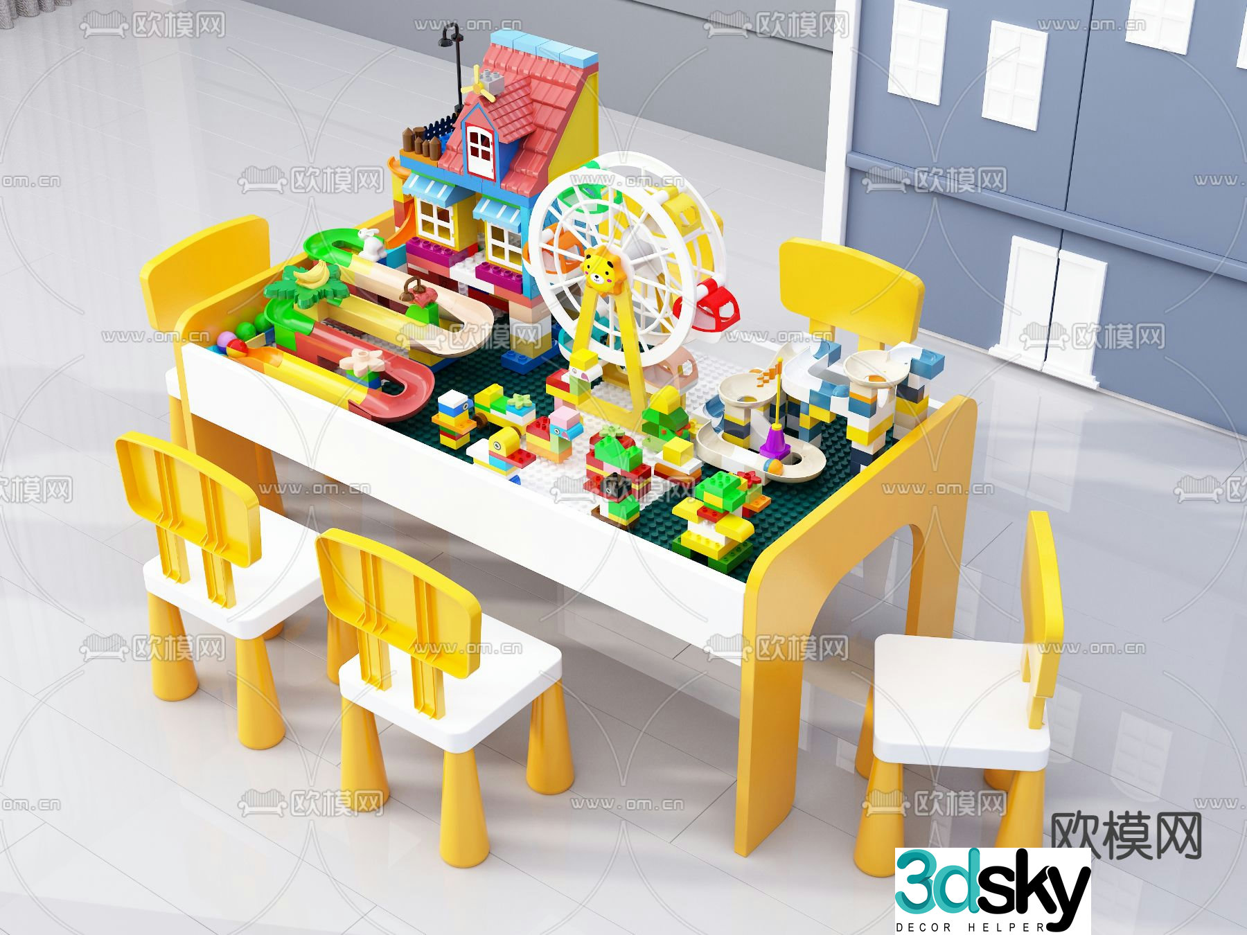 Building block table children’s toys 3d model