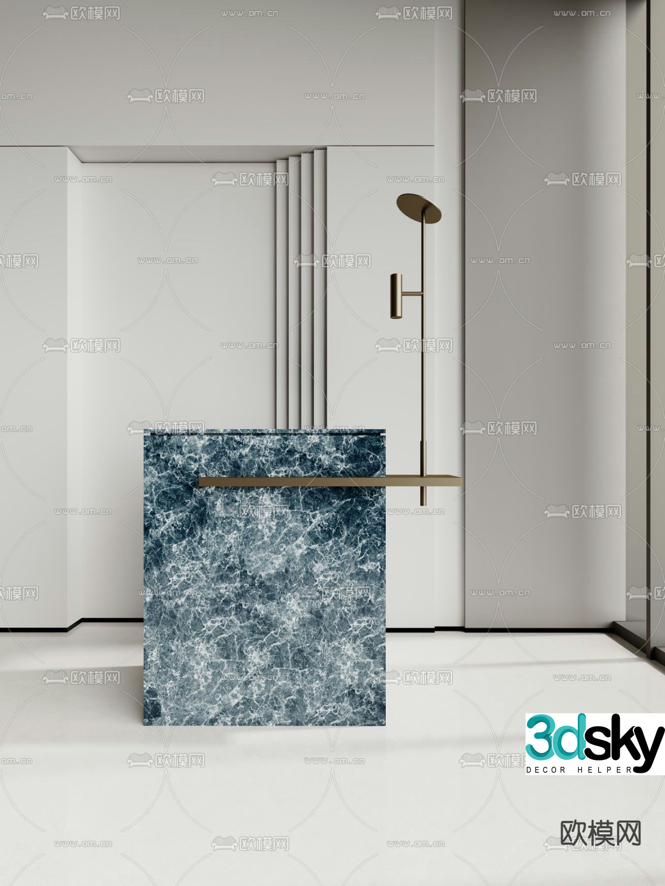 Marble service desk reception desk 3d model