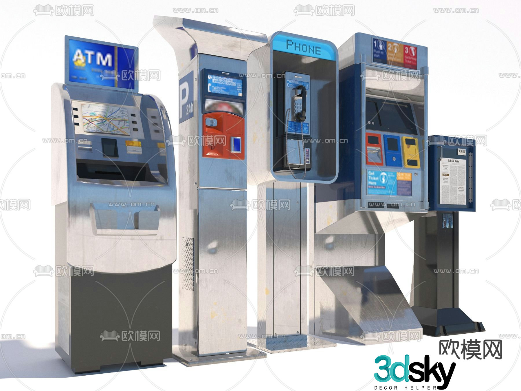 Self-service machine ATM machine phone booth 3D model