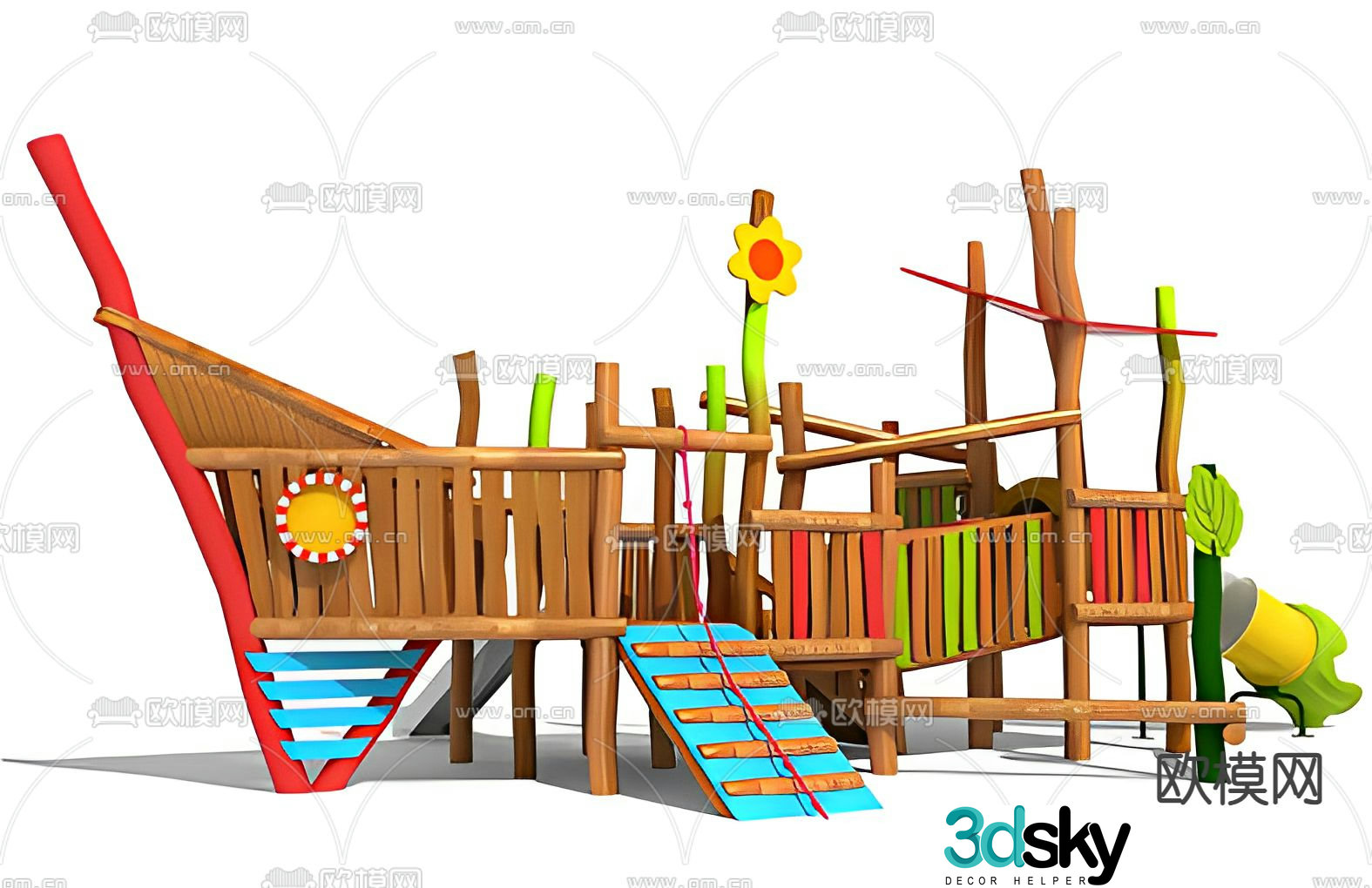 pirate ship slide 3d model