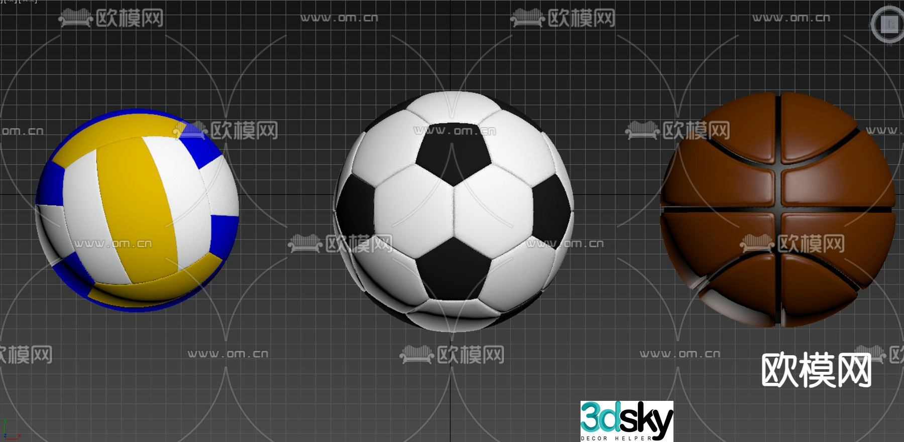Football basketball volleyball free 3d model