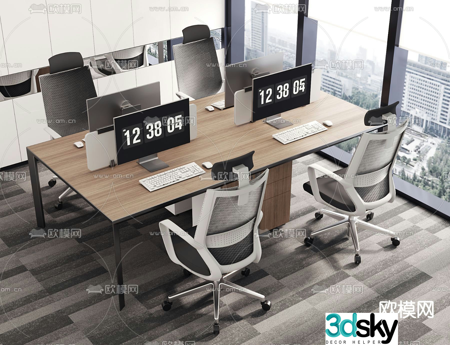 Card space office desk and chair work station 3D model