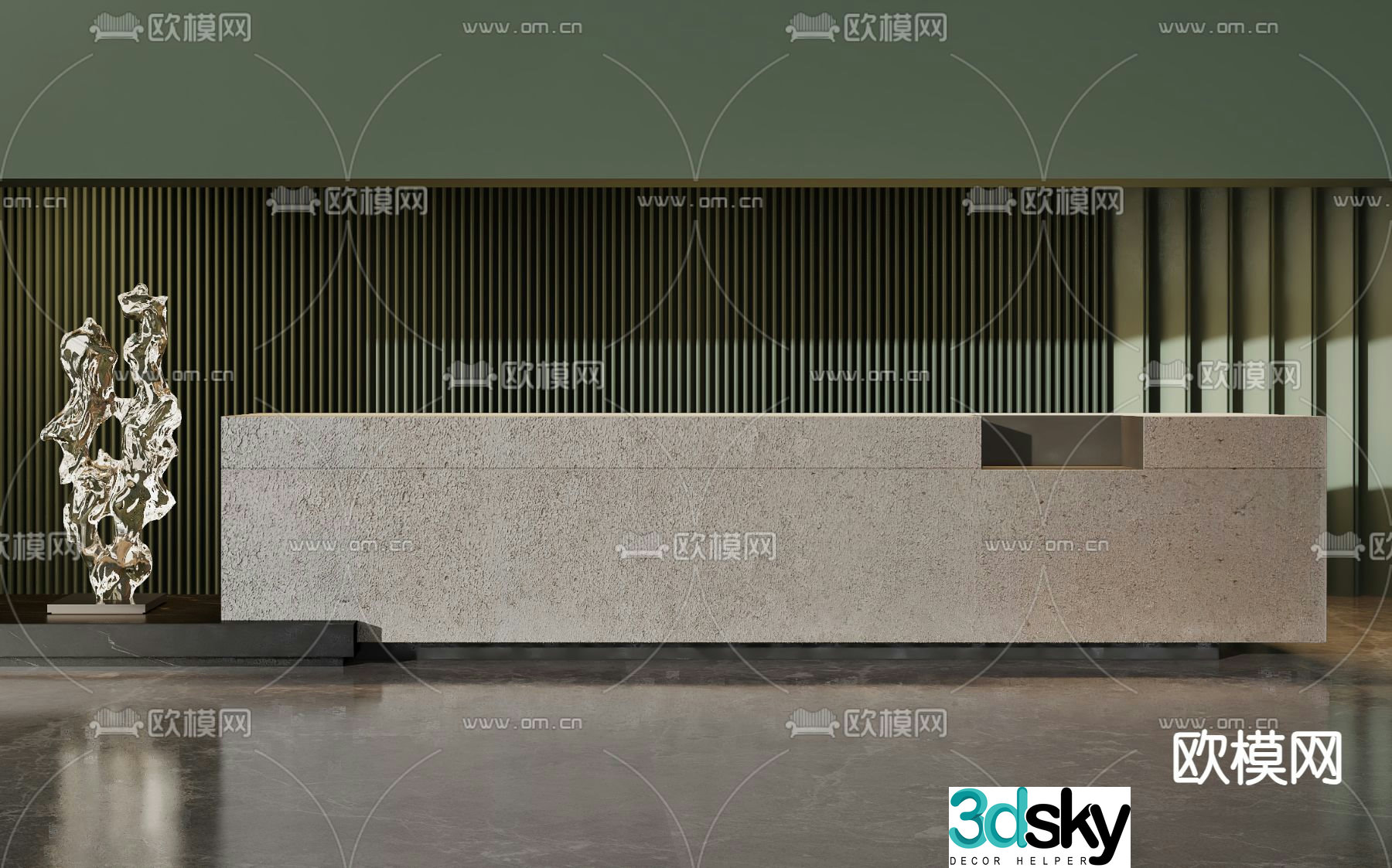 Front desk reception desk service desk 3d model
