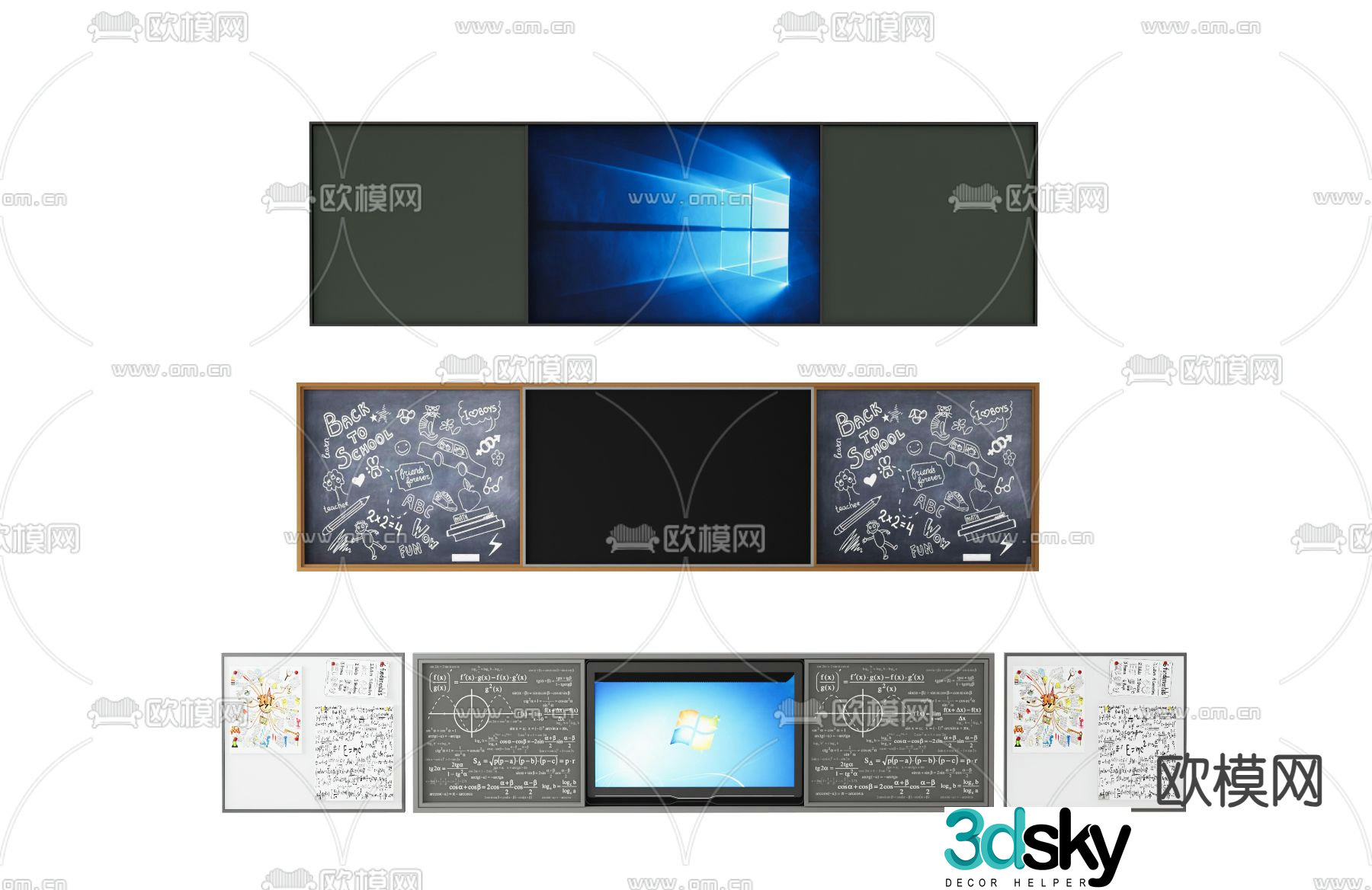 blackboard writing board whiteboard 3d model