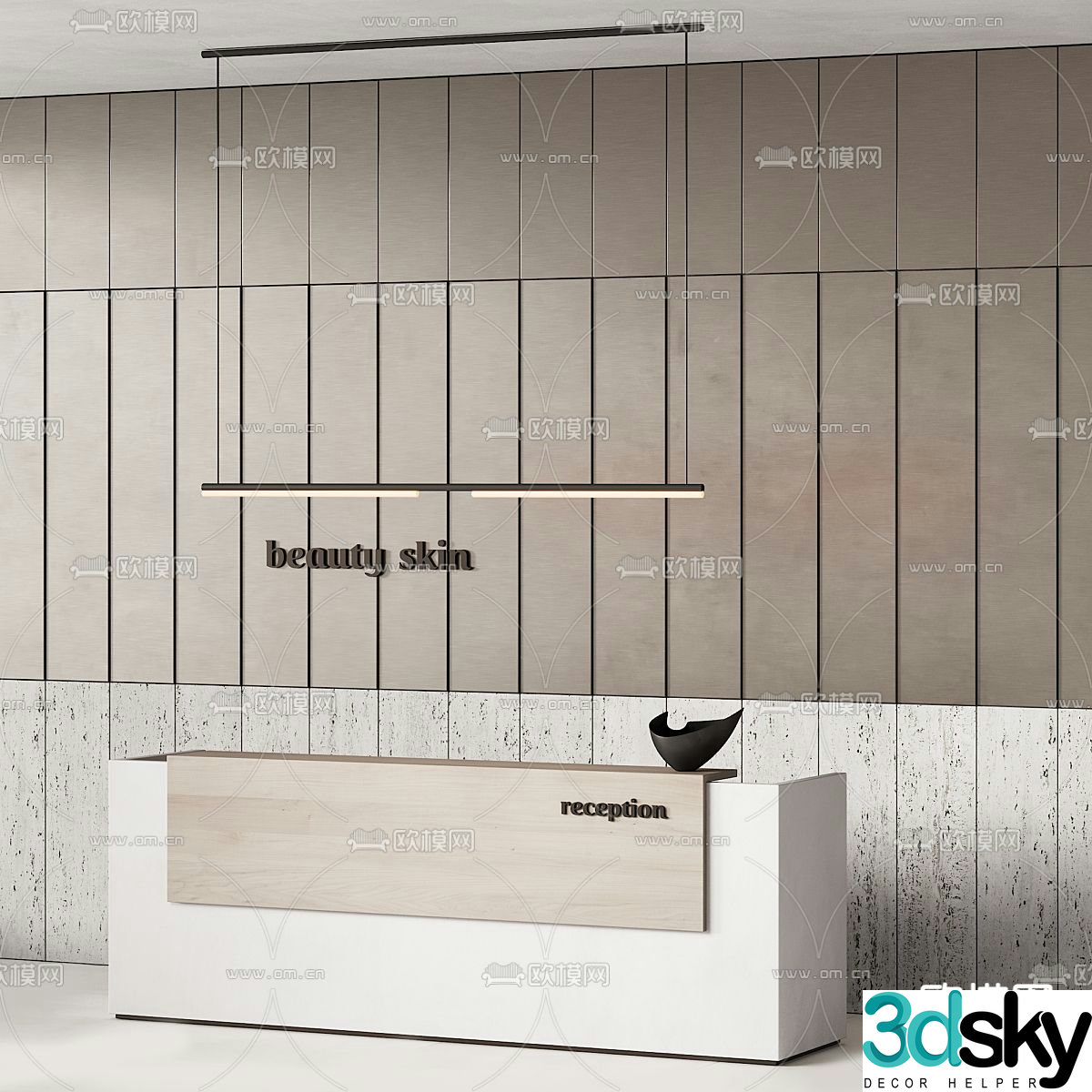 Front desk reception desk service desk 3d model
