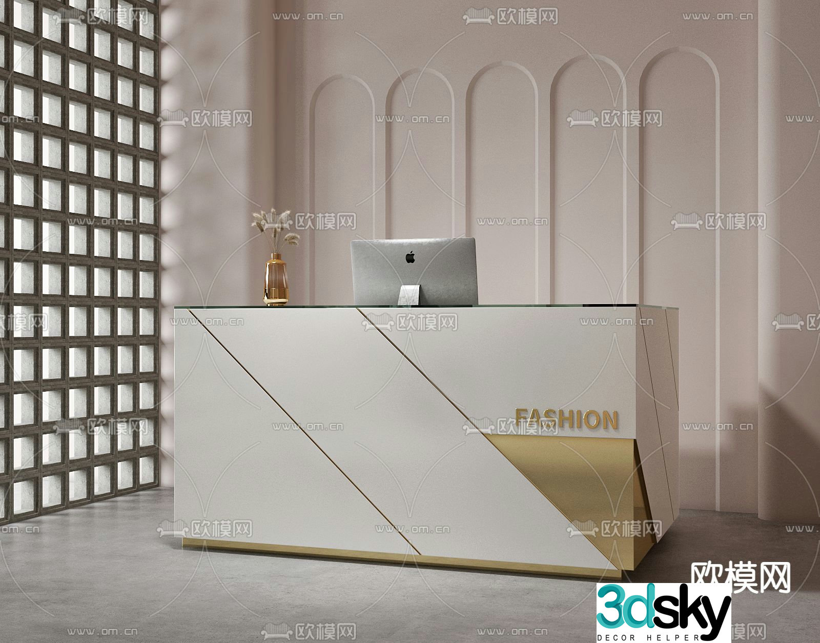 Front desk reception desk cashier 3d model