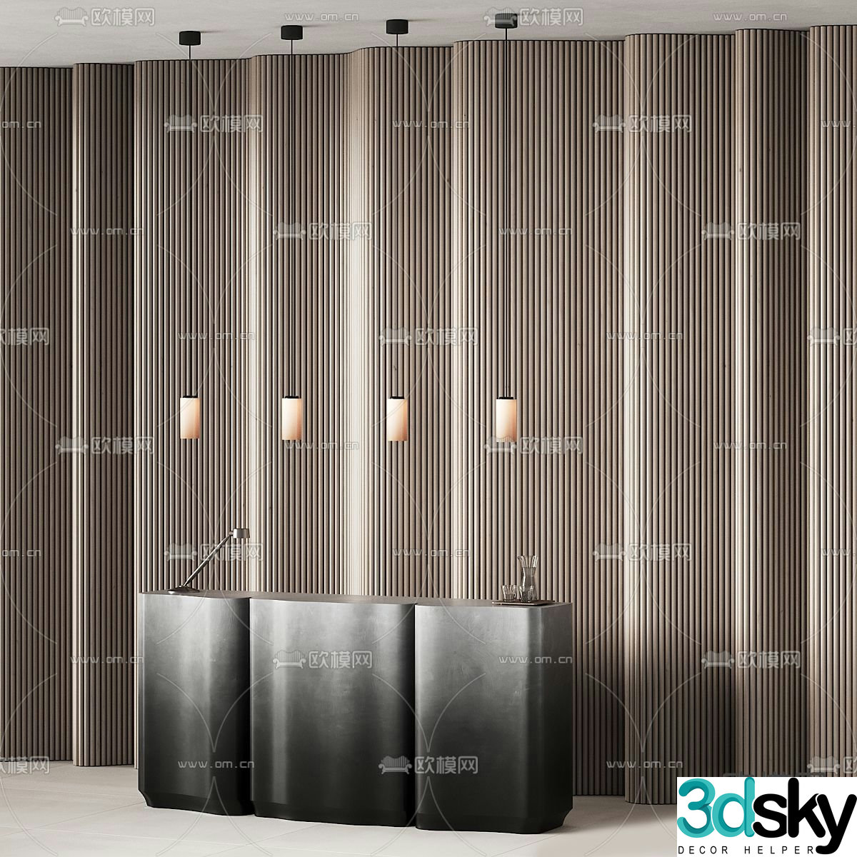 Front desk reception desk service desk 3d model