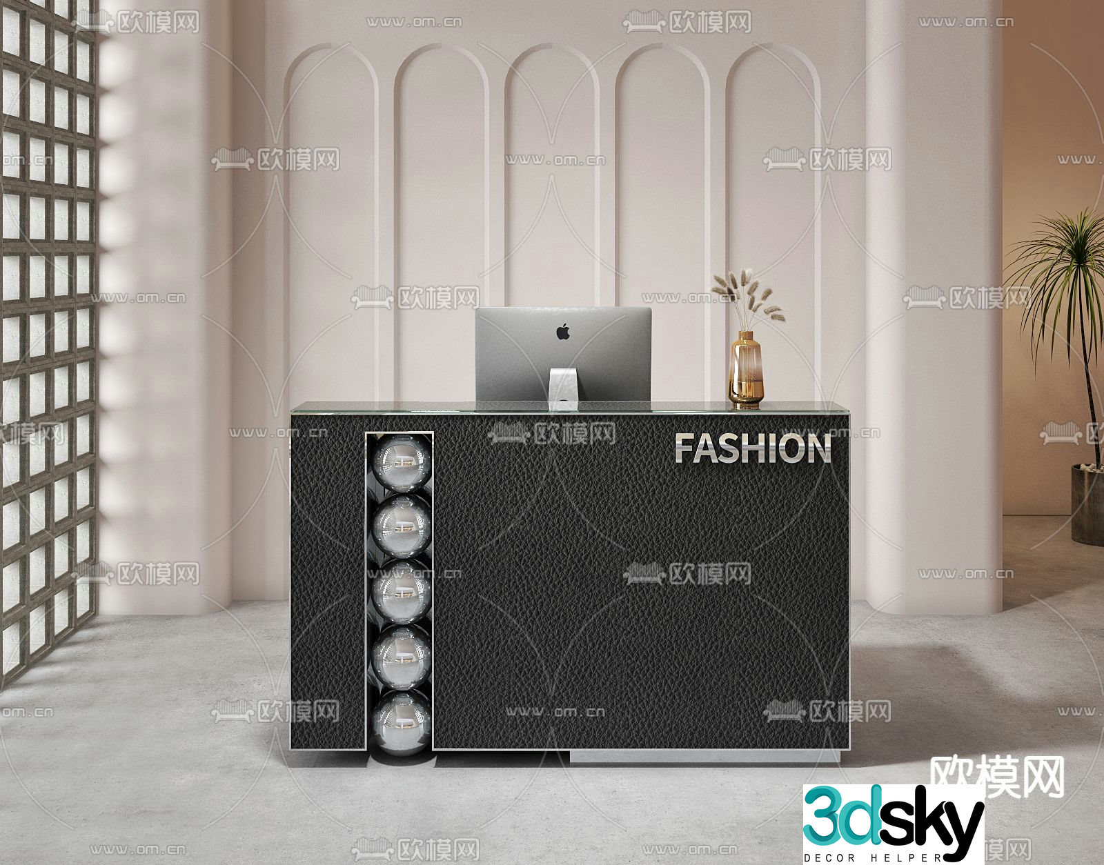 Front desk reception desk cashier 3d model