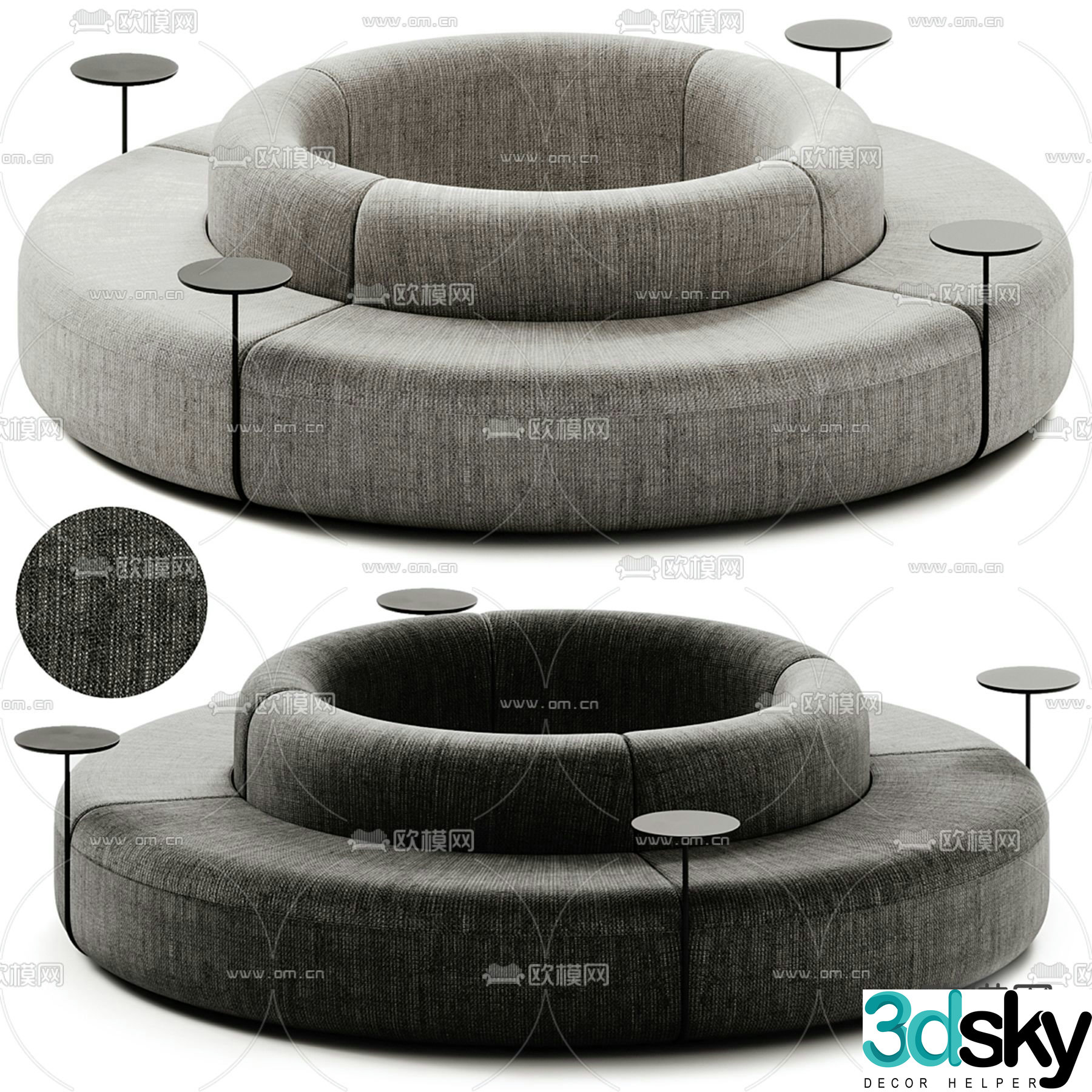round sofa lobby sofa public sofa 3d model