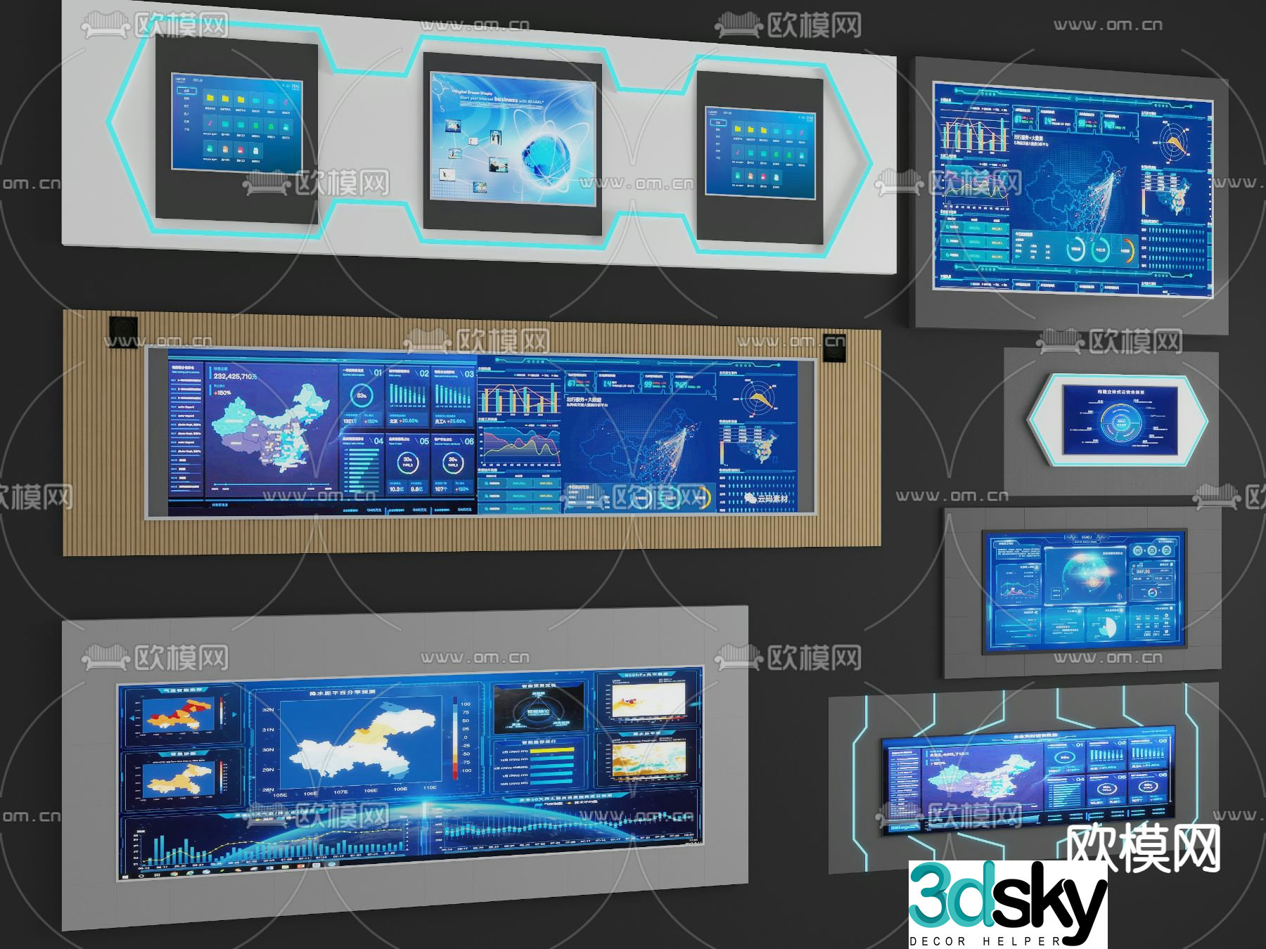 Digital large screen display LED screen 3d model