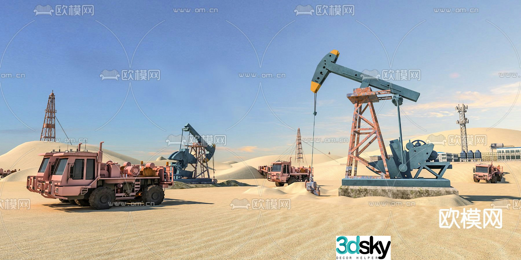 Oil exploration machine tower crane 3d model
