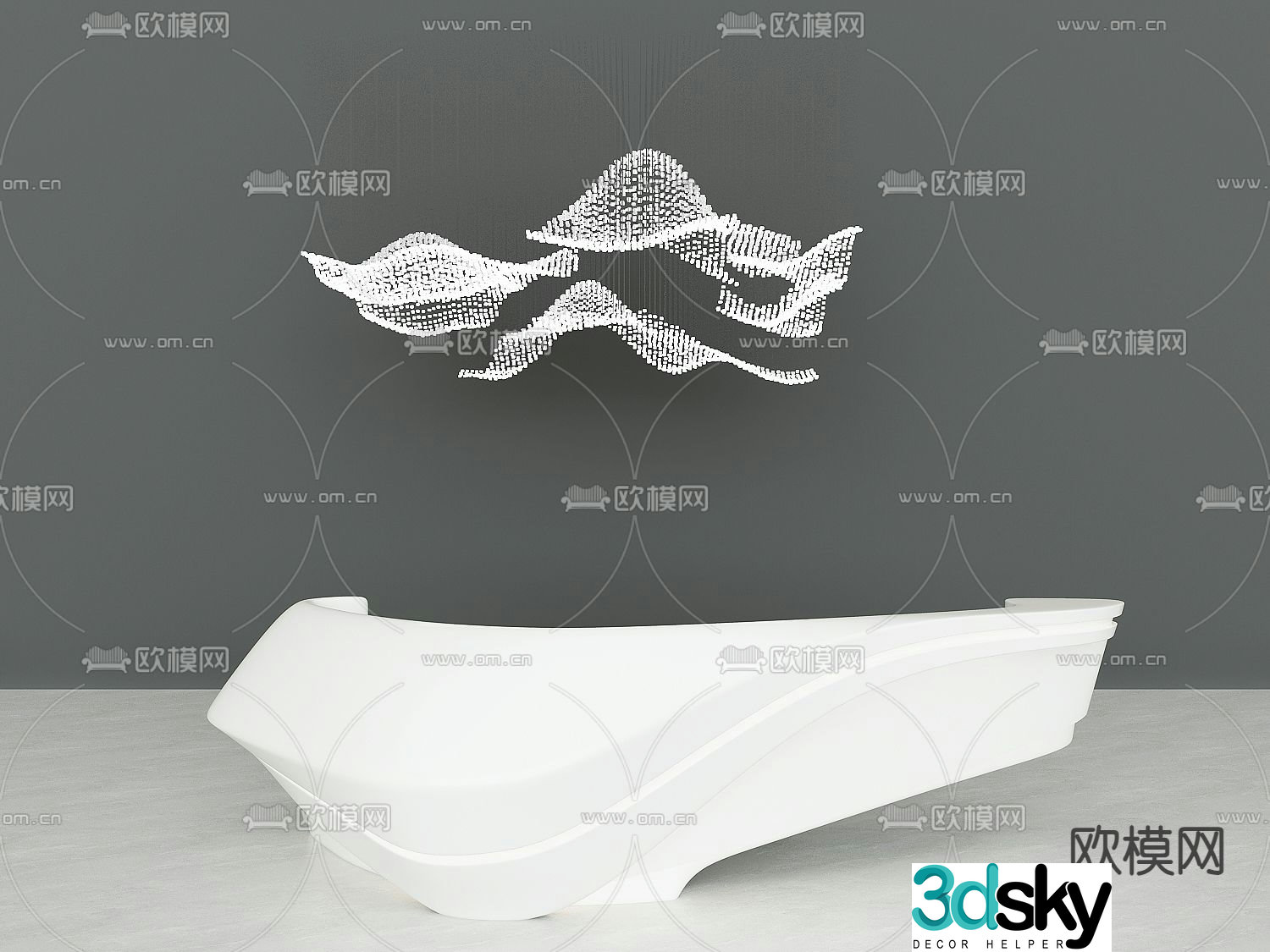 Front desk reception desk 3d model