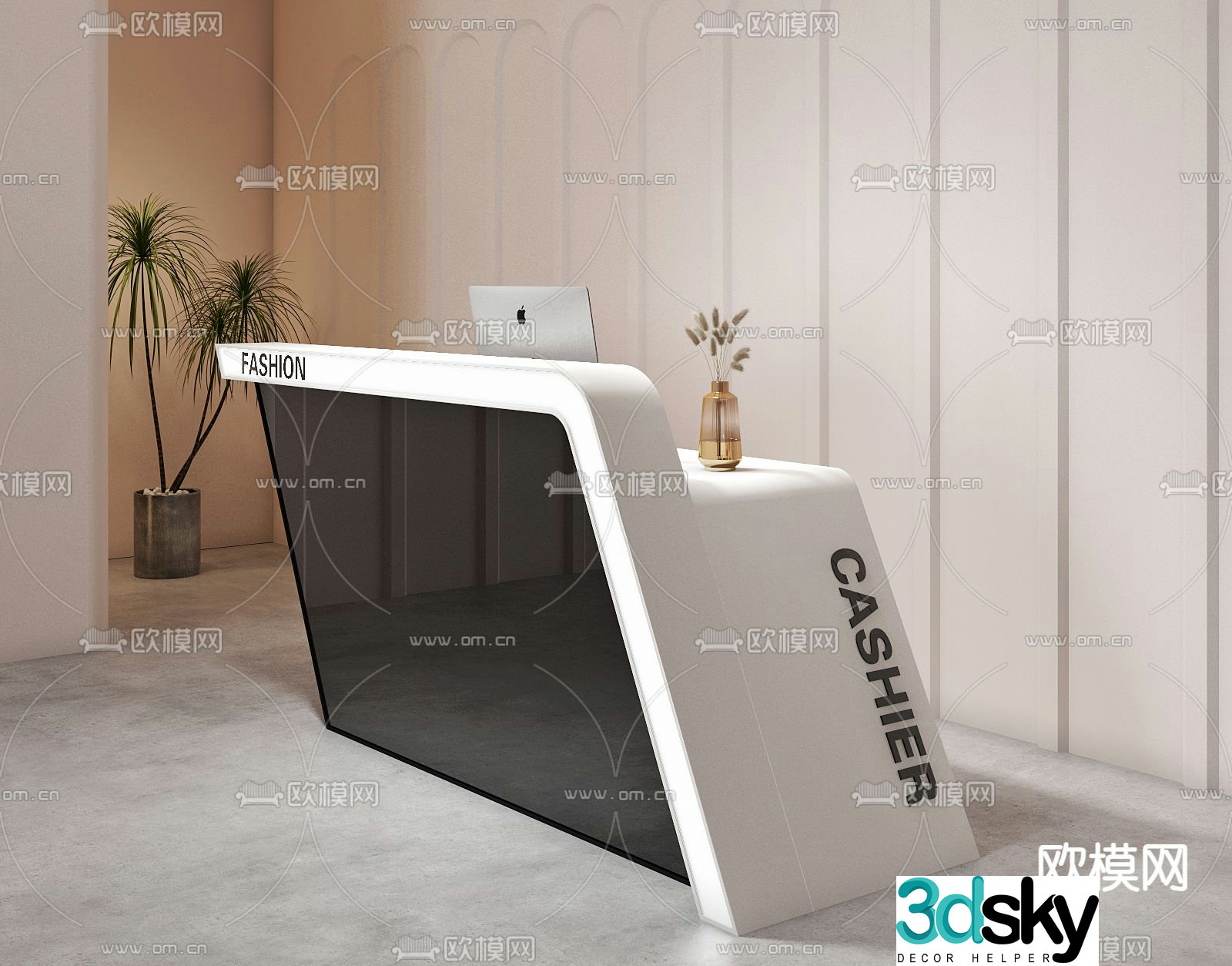 Front desk reception desk 3d model