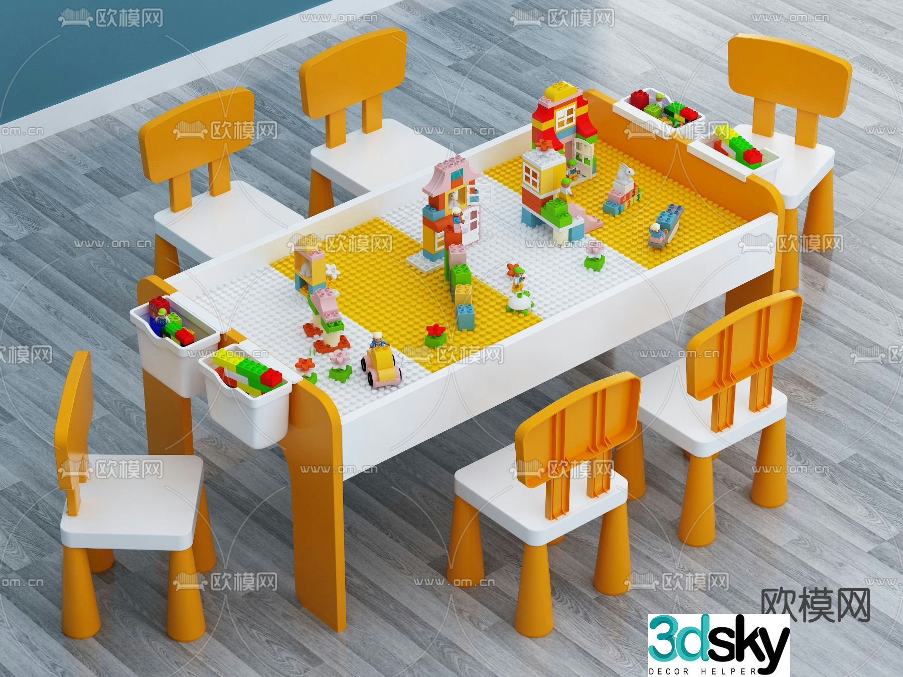 Children’s table building block table 3d model