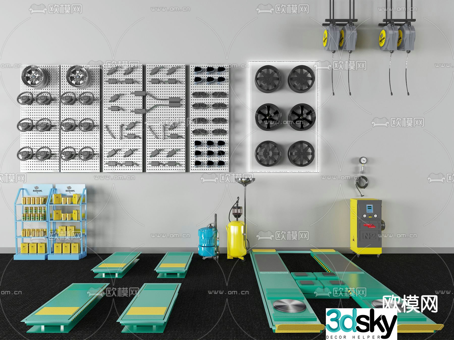Car maintenance equipment jack car wash machine 3d model