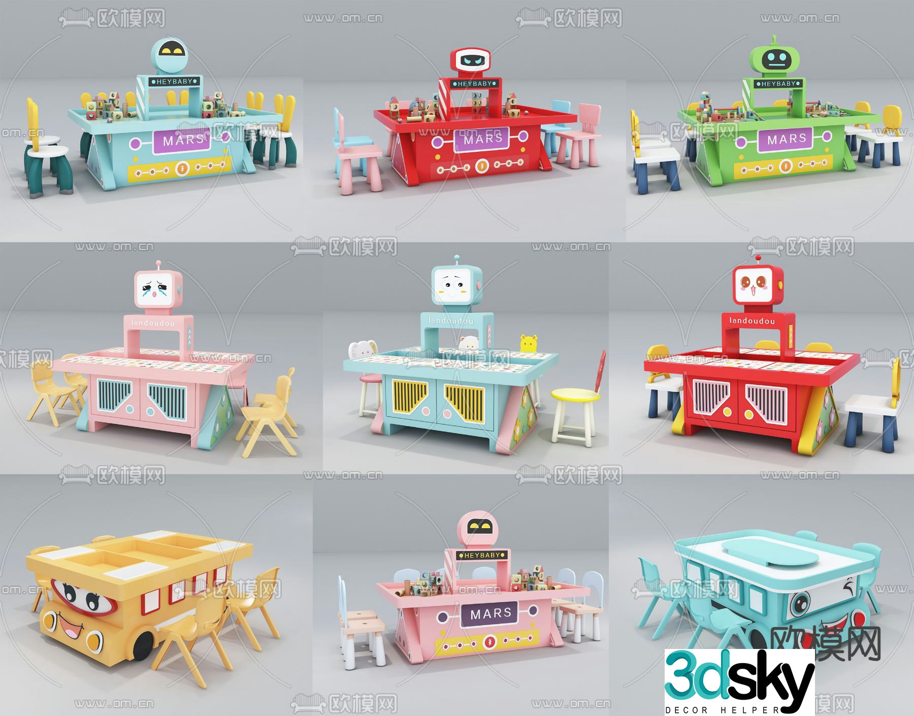 Children’s table toy table building block table 3d model
