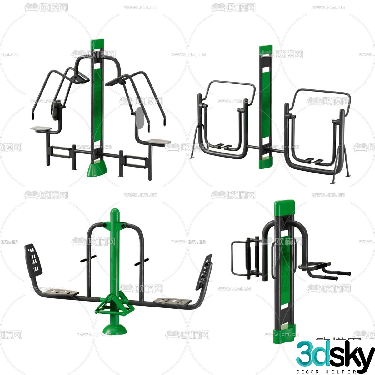 Fitness equipment, walking machine, sitting machine, back massager 3D model