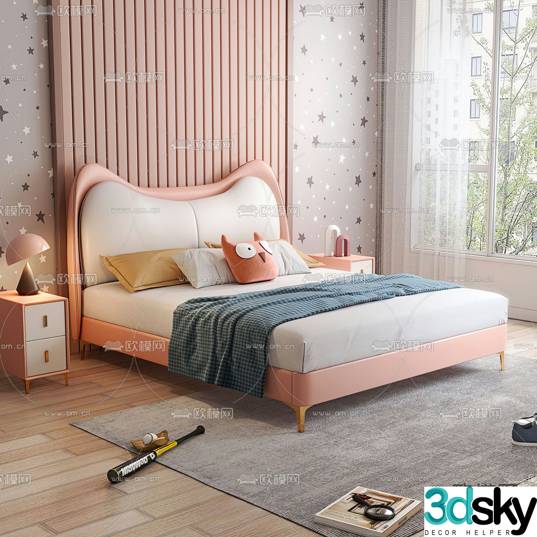 Cream style children’s bed child’s bed 3d model