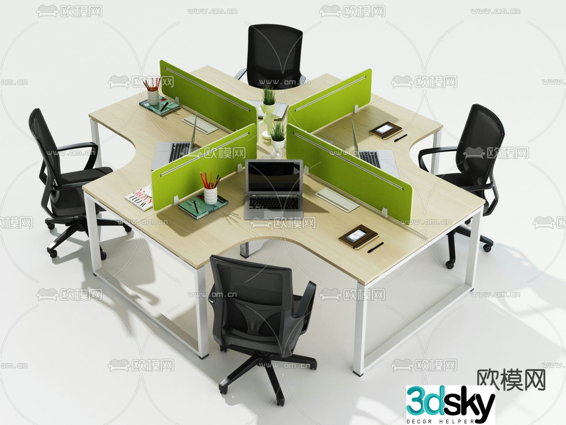 Card space desk workstation 3D model