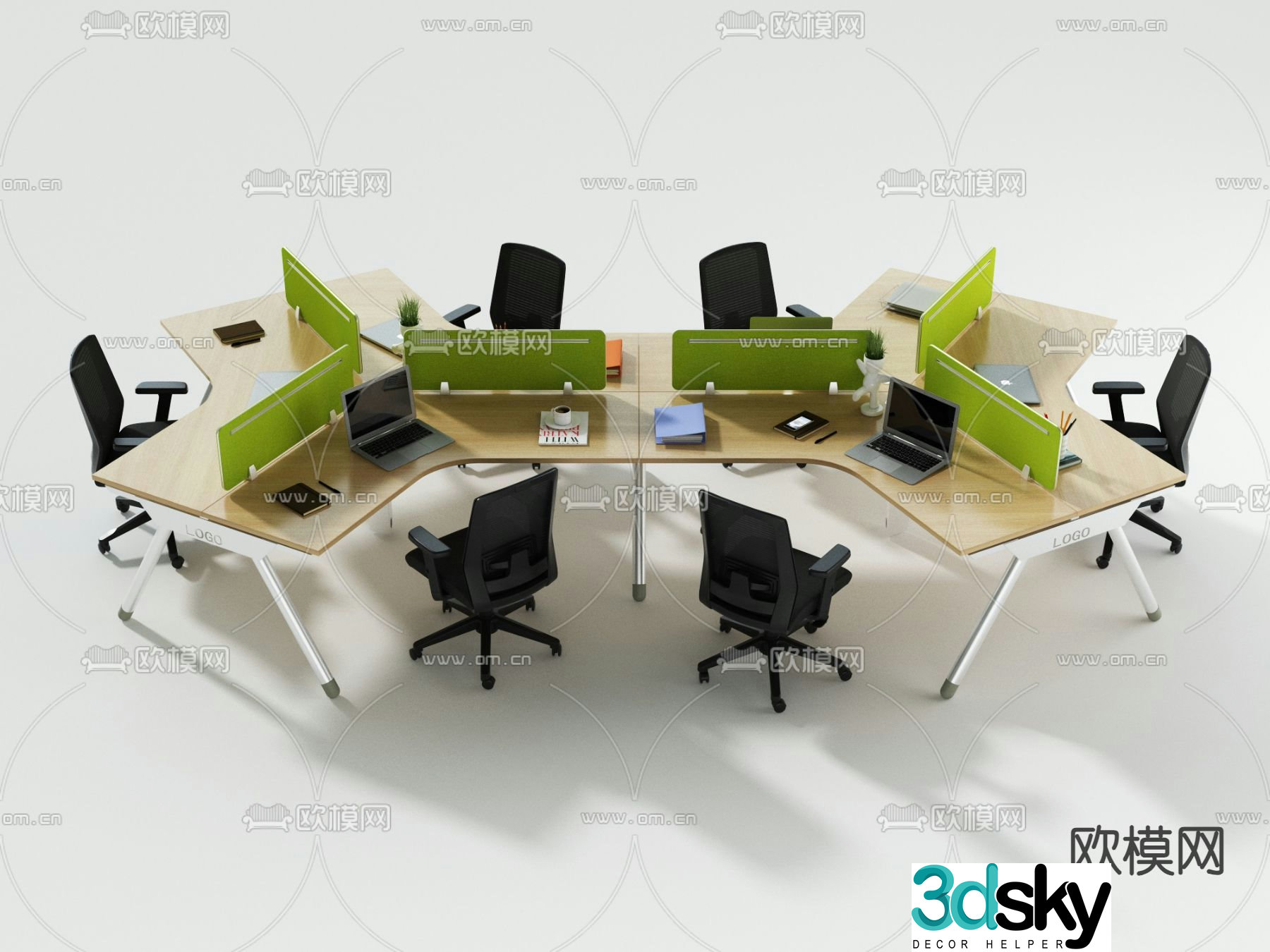 Card space desk workstation 3D model