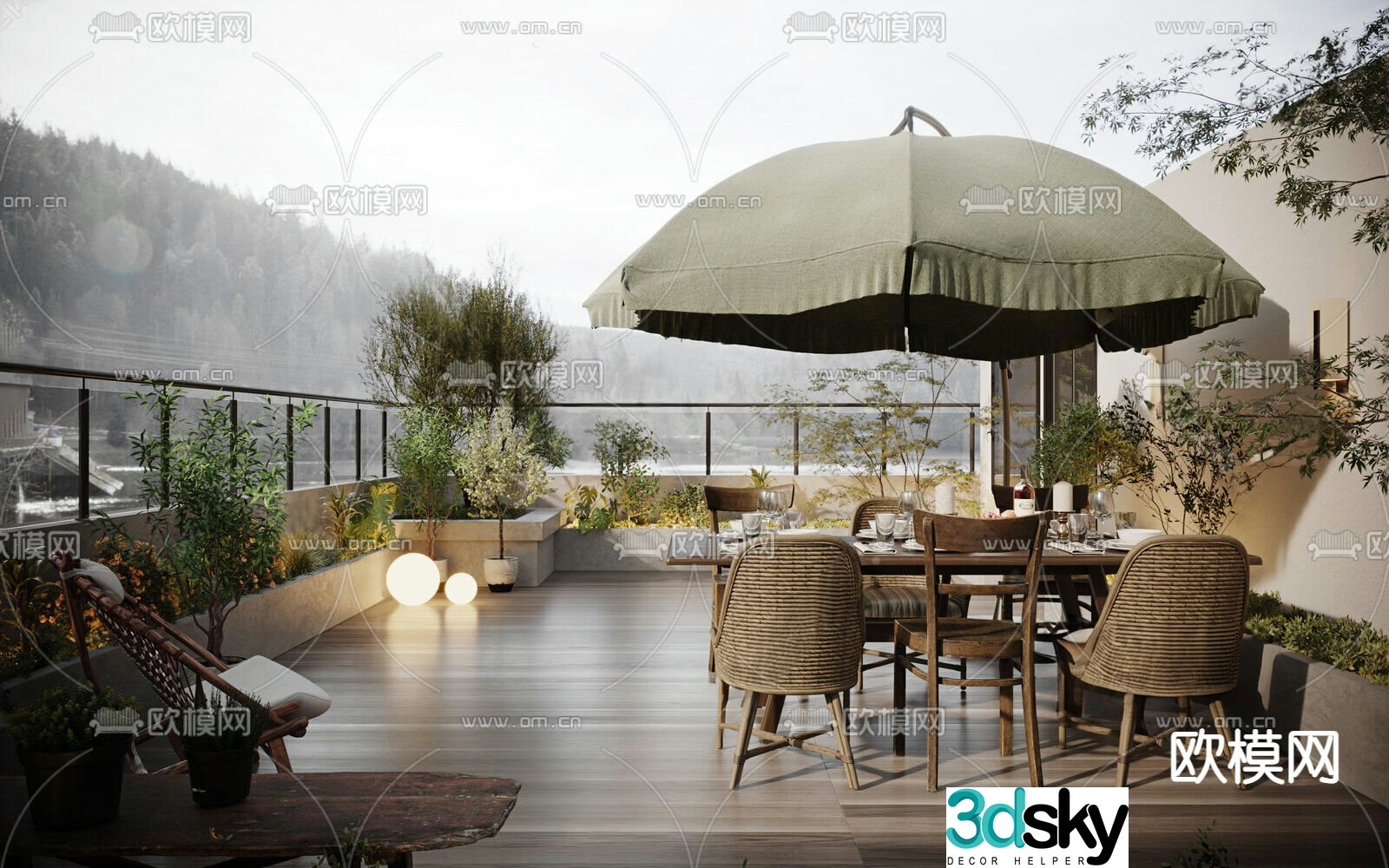 Open air garden roof garden 3d model