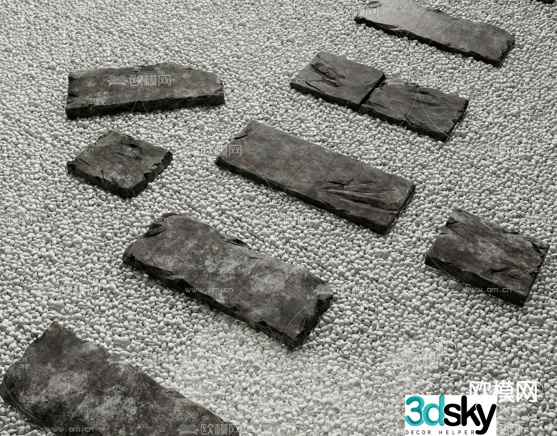 Landscape steps bluestone slab goose soft stone 3D model