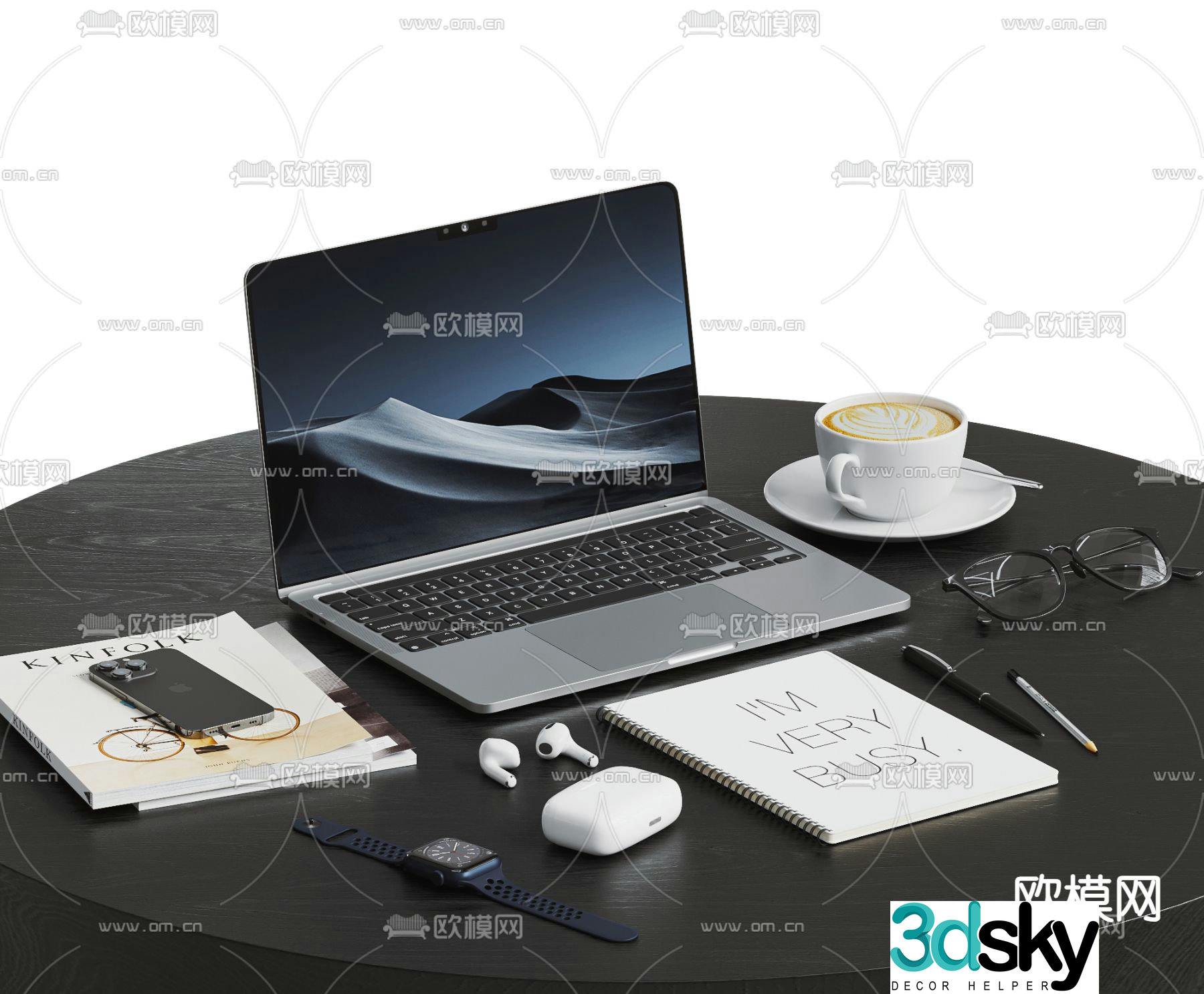 laptop office supplies 3d model