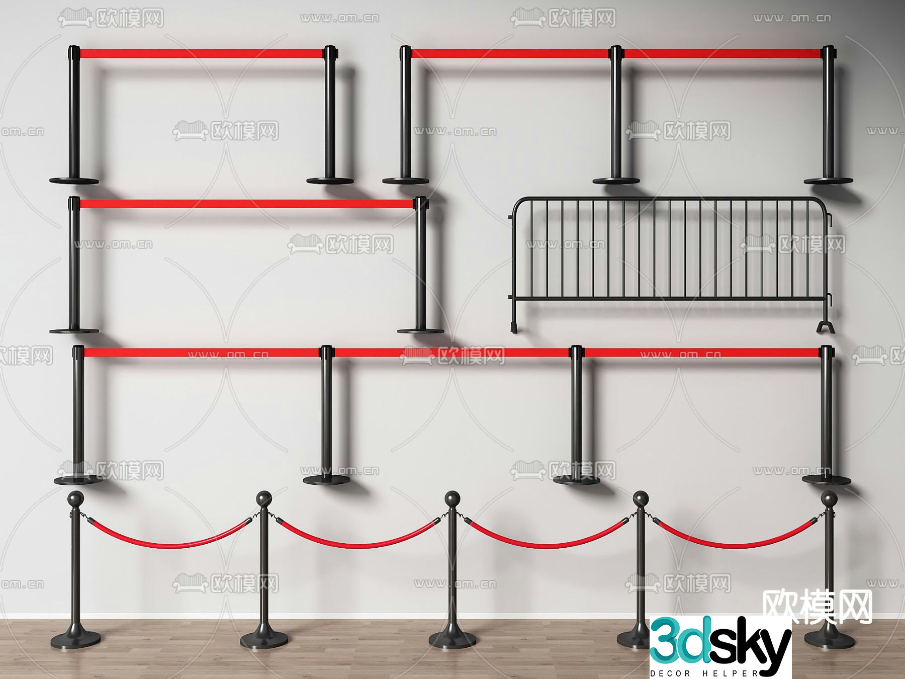 Telescopic belt isolation belt fence 3d model
