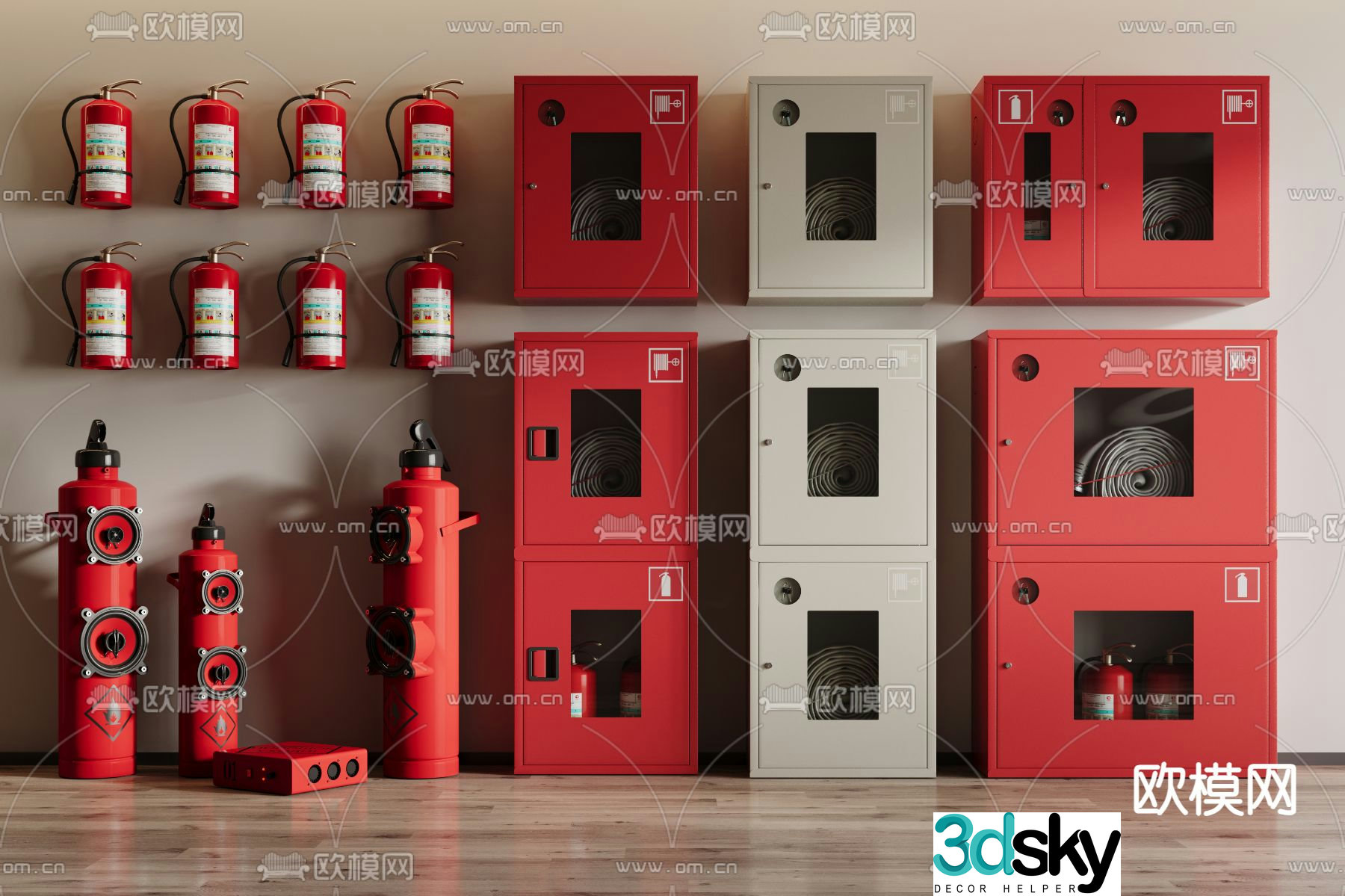 fire hydrant fire extinguisher fire equipment 3d model